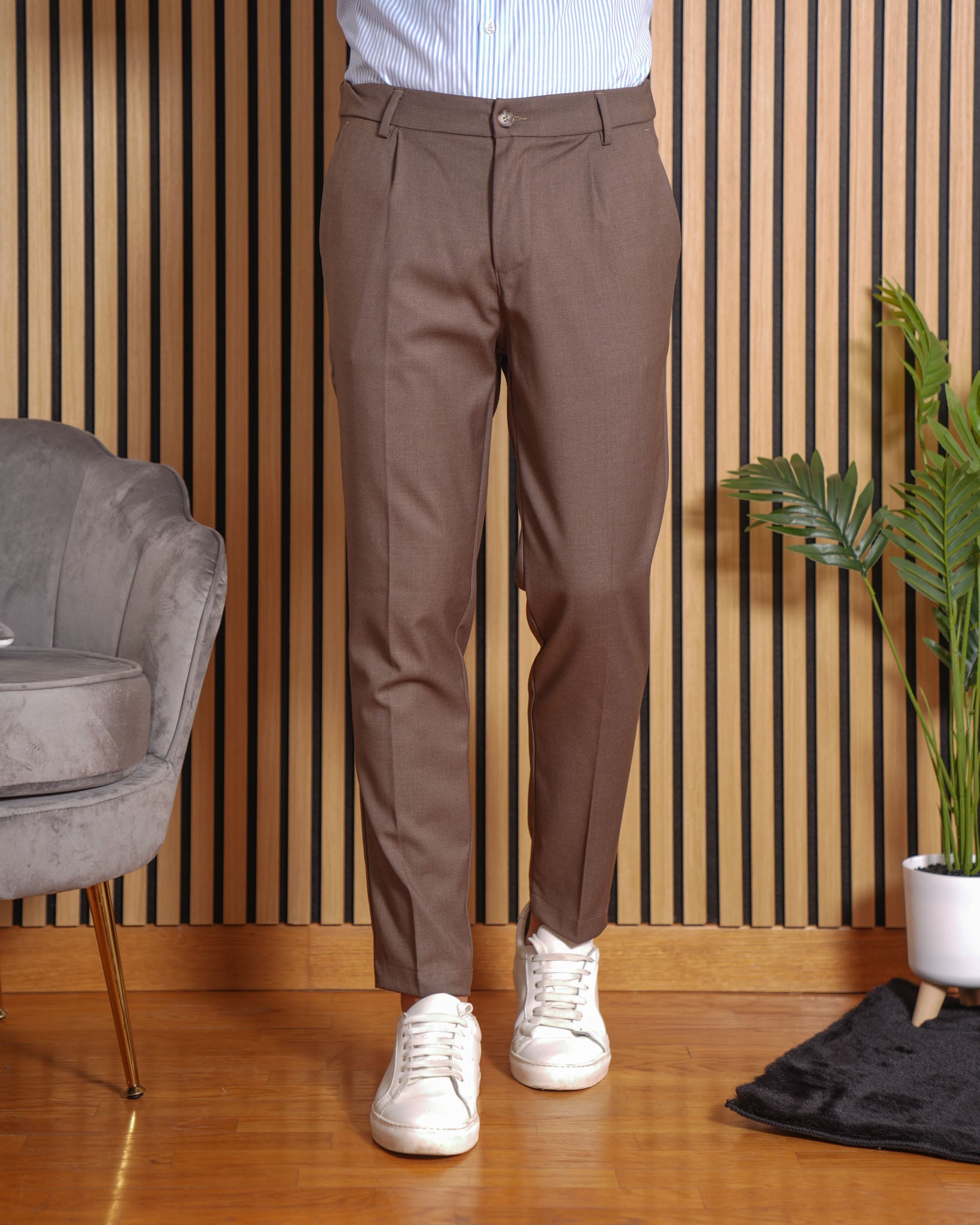 Firenze - Pantalone sartoriale con vita elastica Tortora