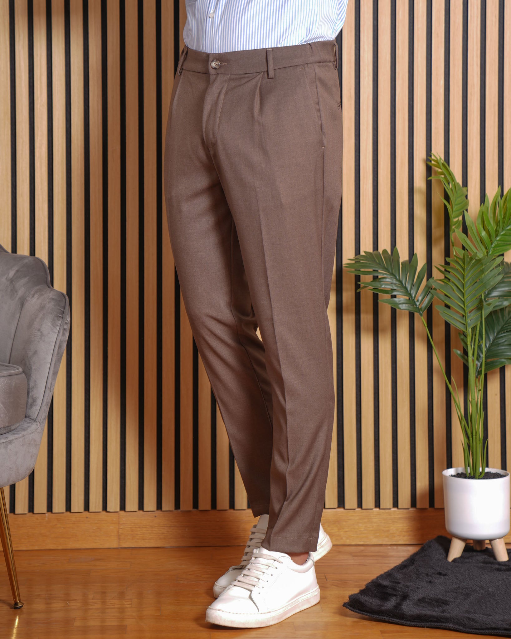 Firenze - Pantalone sartoriale con vita elastica Tortora