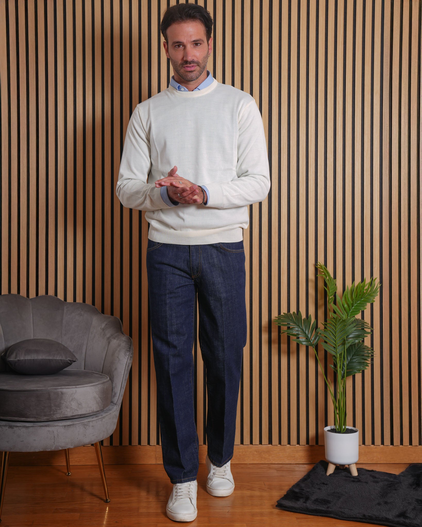 Lionel - Pullover in Lana Merino Panna