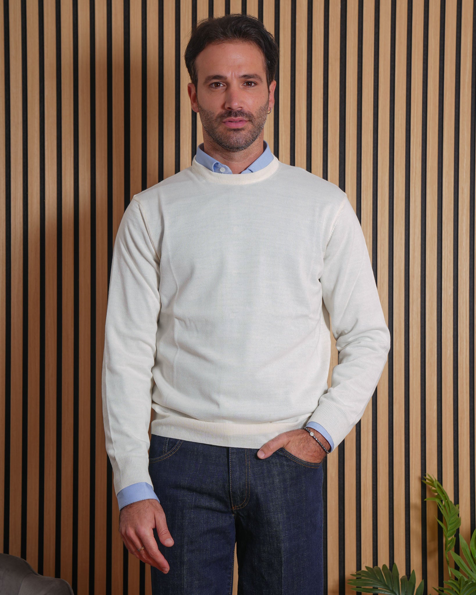 Lionel - Pullover in Lana Merino Panna