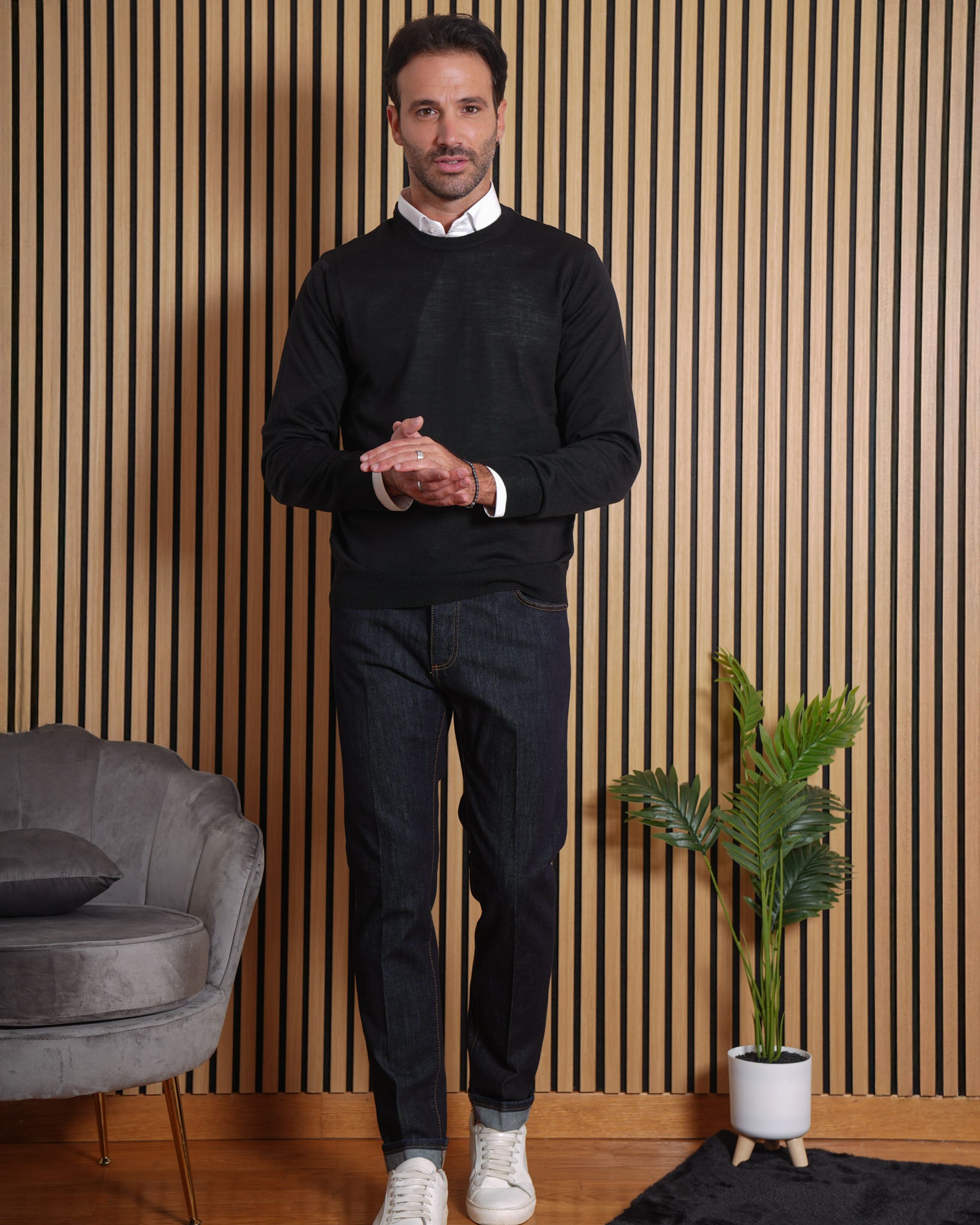 Lionel - Pullover in Lana Merino Nero