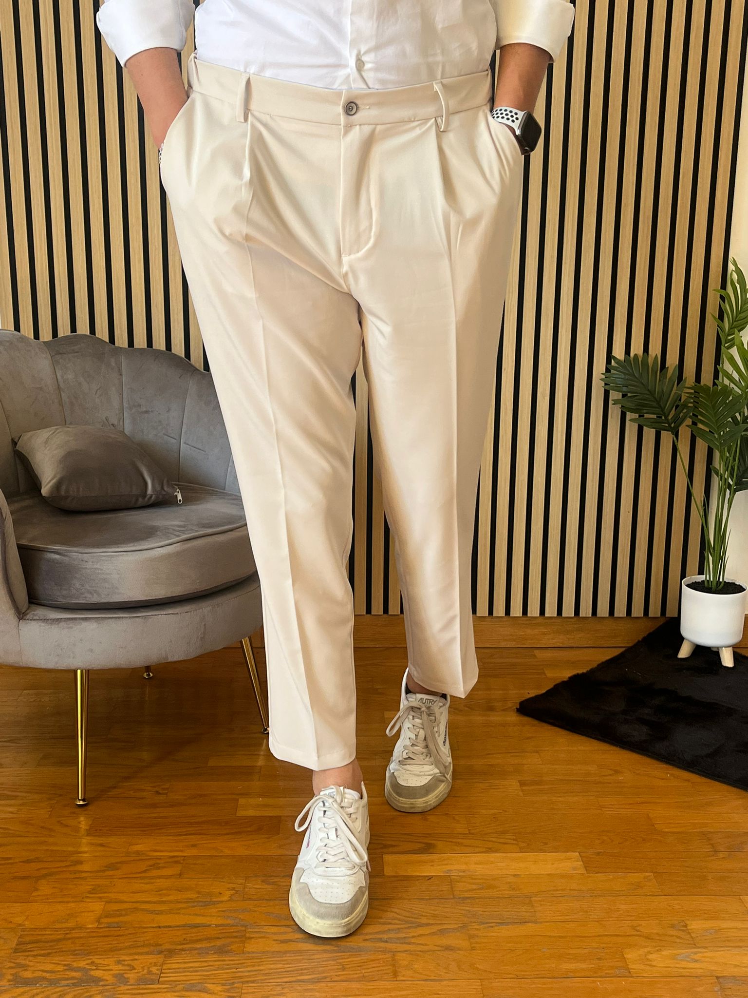 Firenze - Pantalone Sartoriale con vita elastica Beige