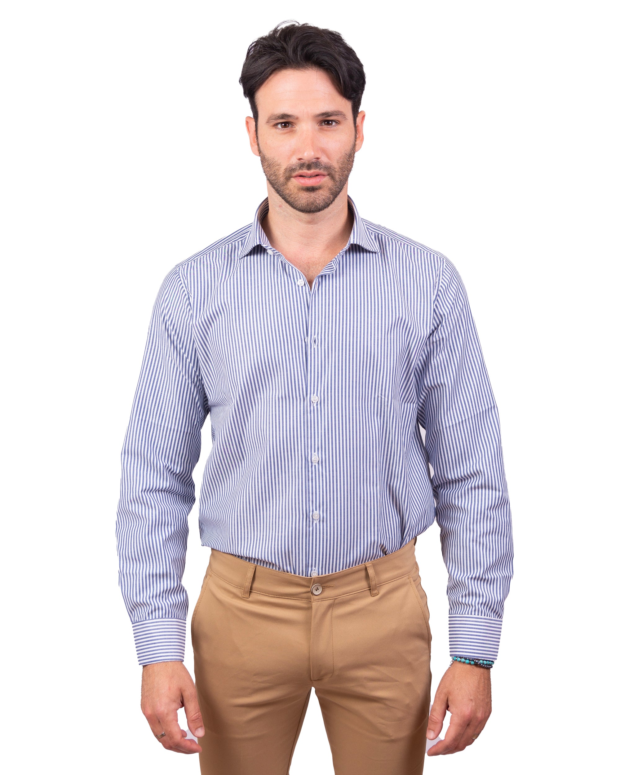 Montecarlo - Camicia a righe blu in Cotone