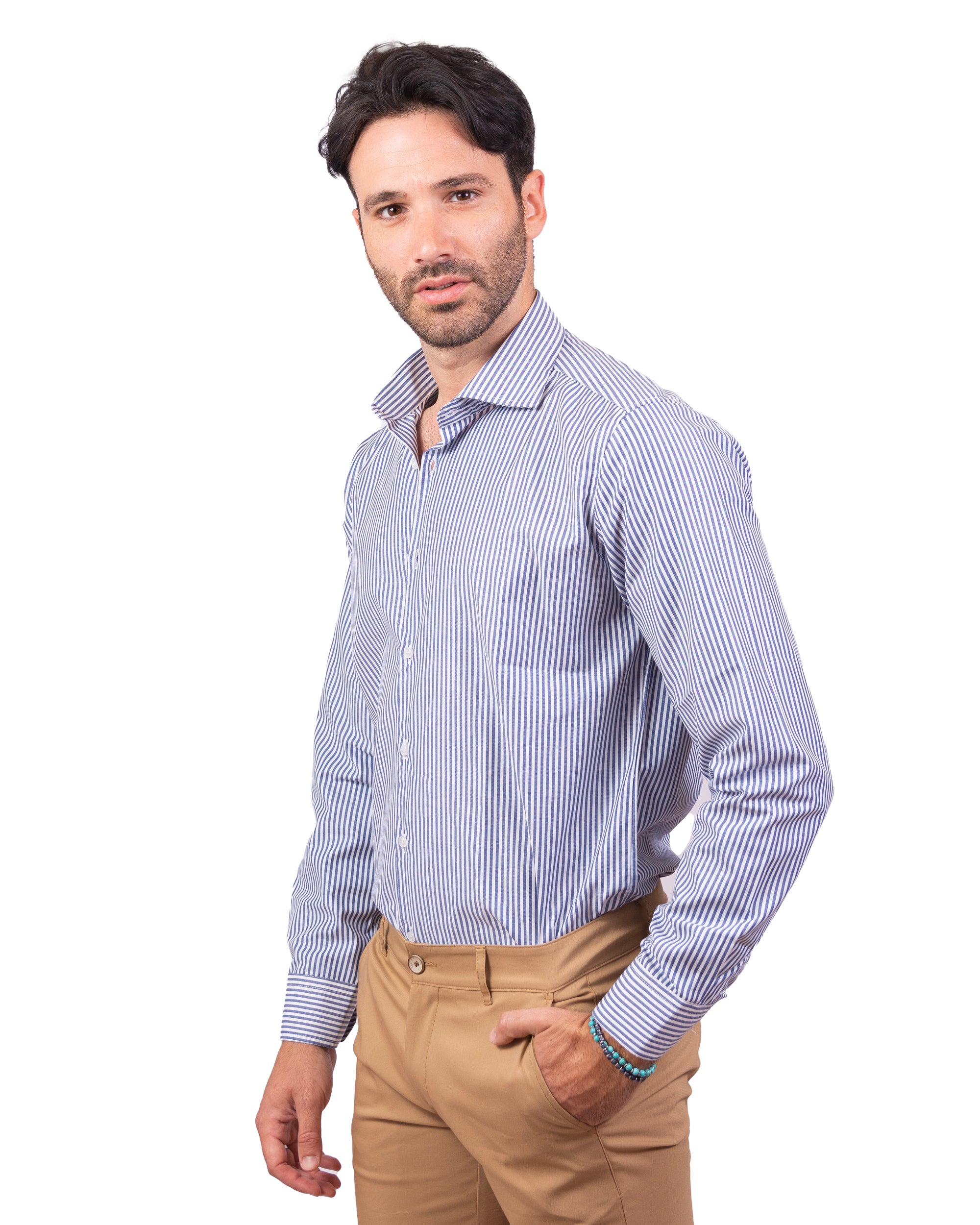 Montecarlo - Camicia a righe blu in Cotone