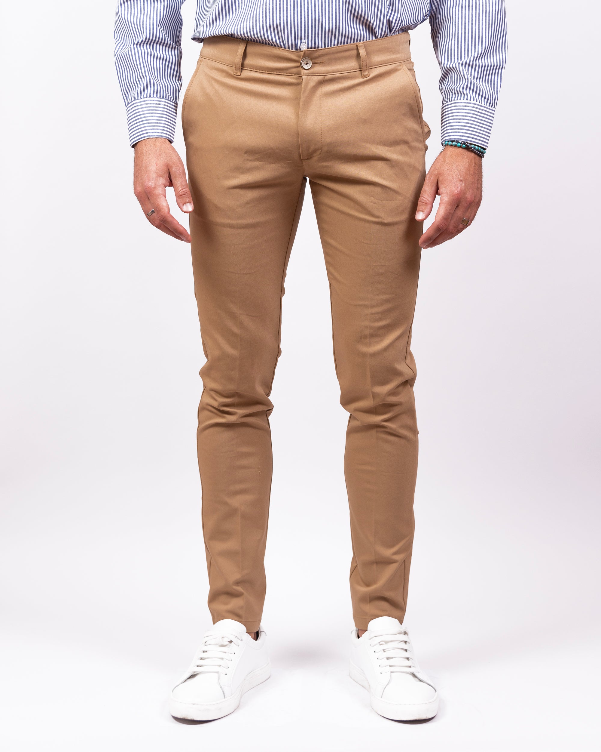 Milano - Pantalone Sartoriale Slim Fit Elasticizzato Cammello