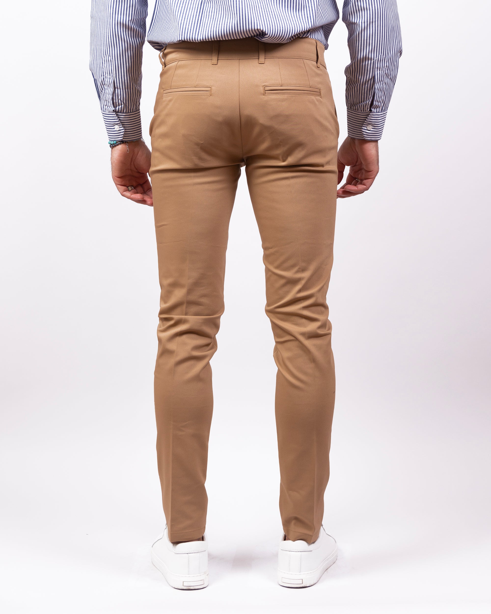 Milano - Pantalone Sartoriale Slim Fit Elasticizzato Cammello