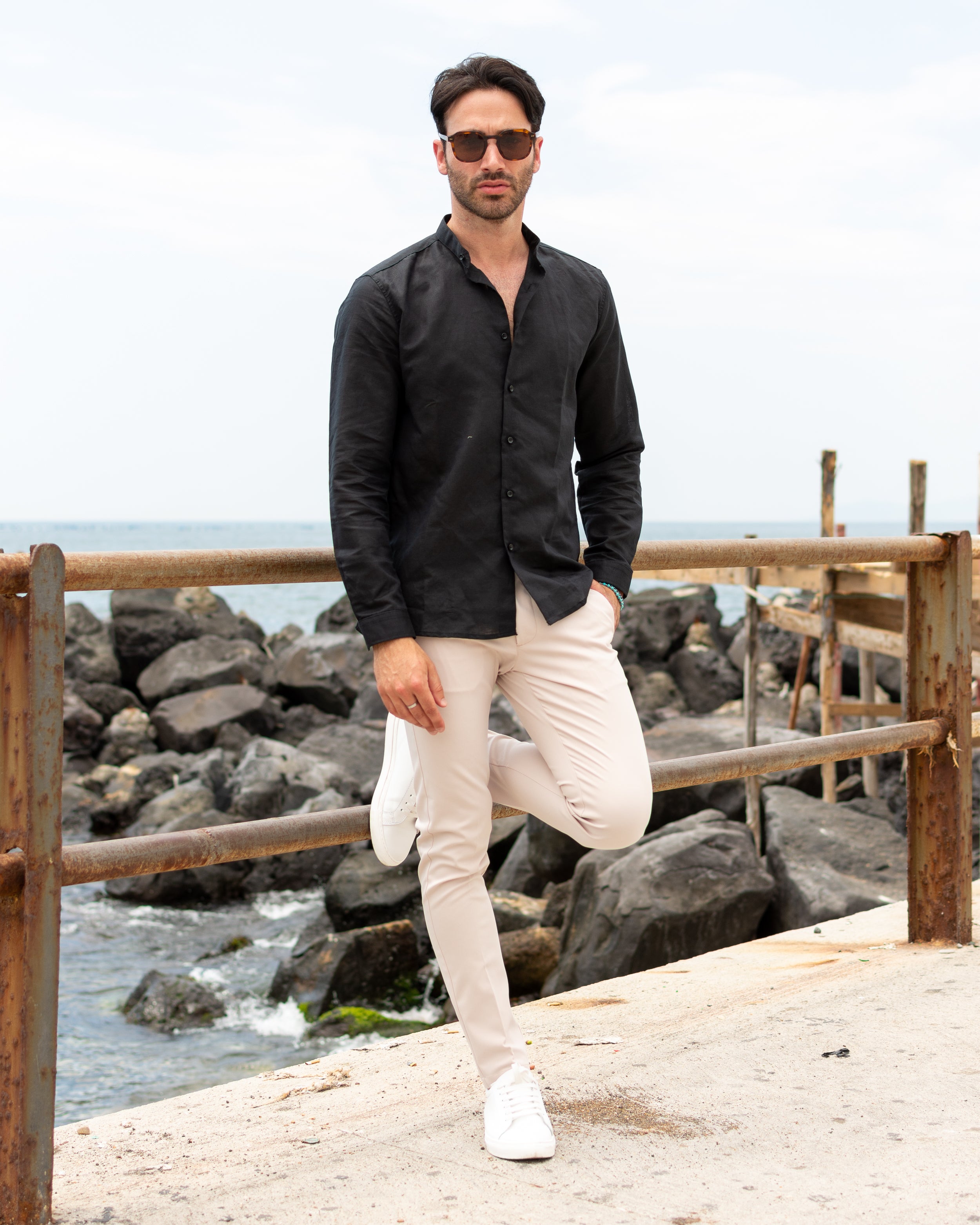 Amalfi - Camicia in Lino Nera