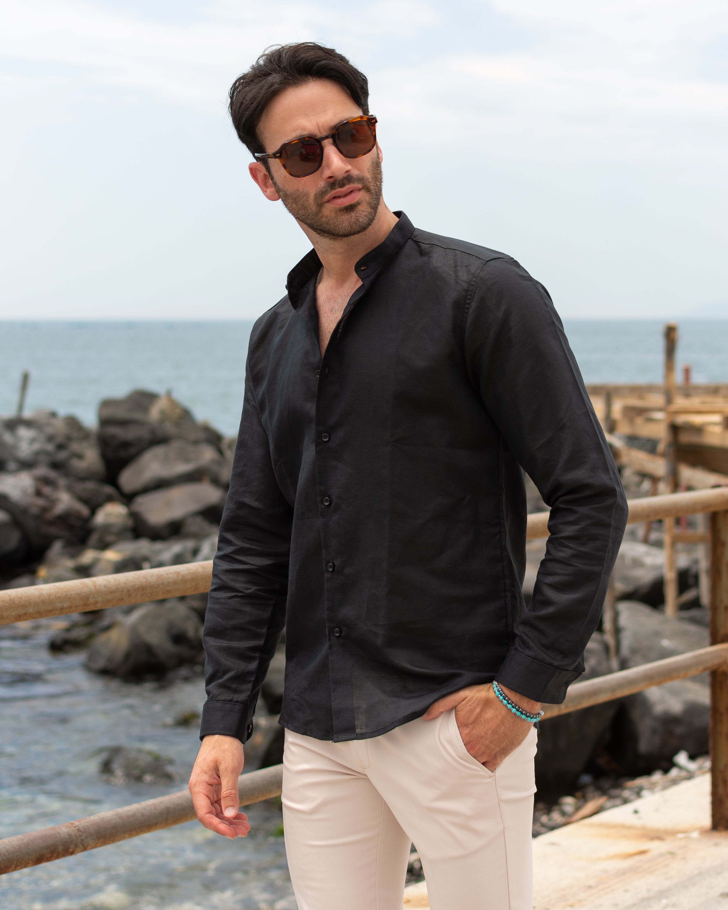 Amalfi - Camicia in Lino Nera
