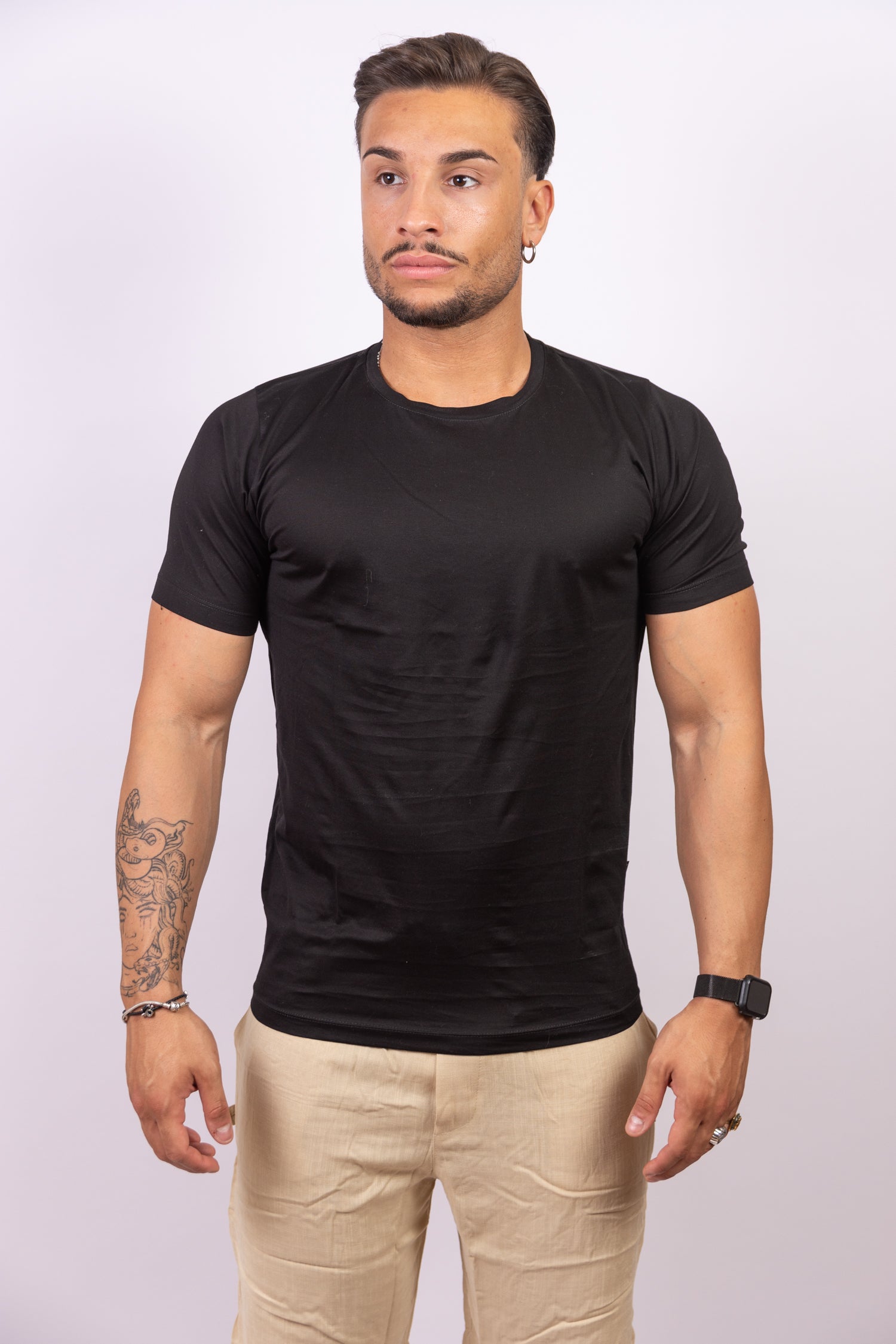 Olbia - T-Shirt in Filo di Scozia Nera