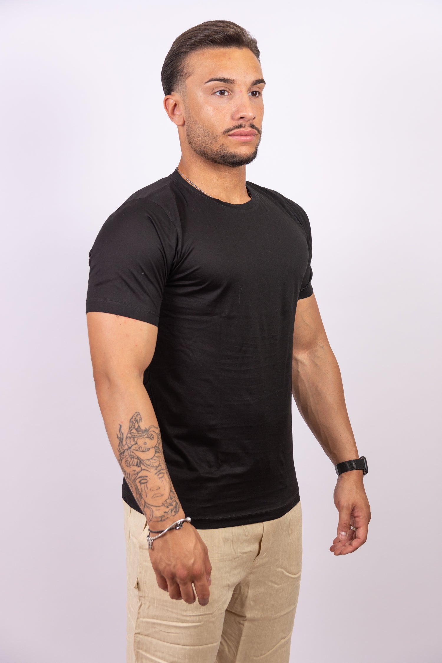 Olbia - T-Shirt in Filo di Scozia Nera