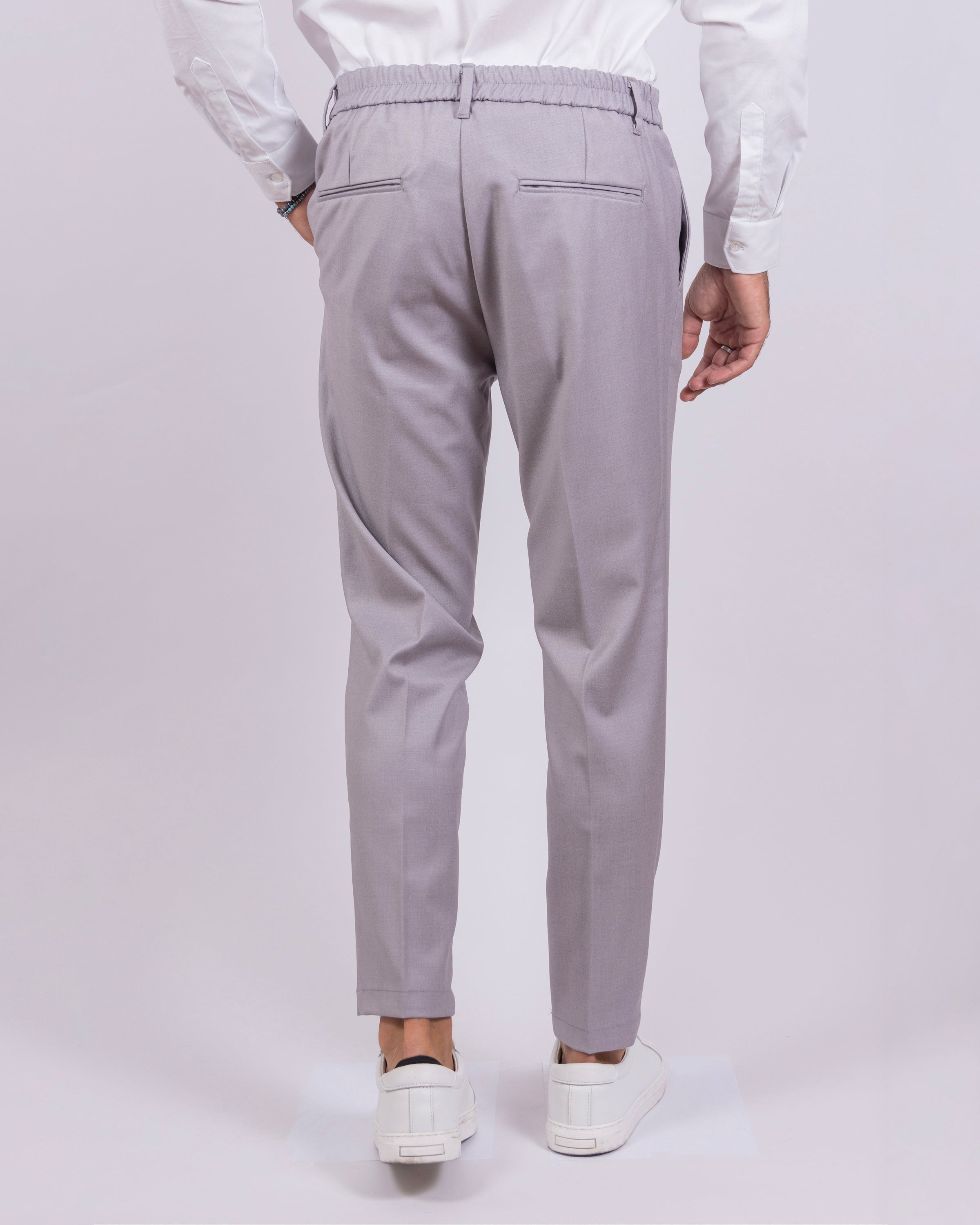 Firenze - Pantalone sartoriale con vita elastica Grigio Chiaro