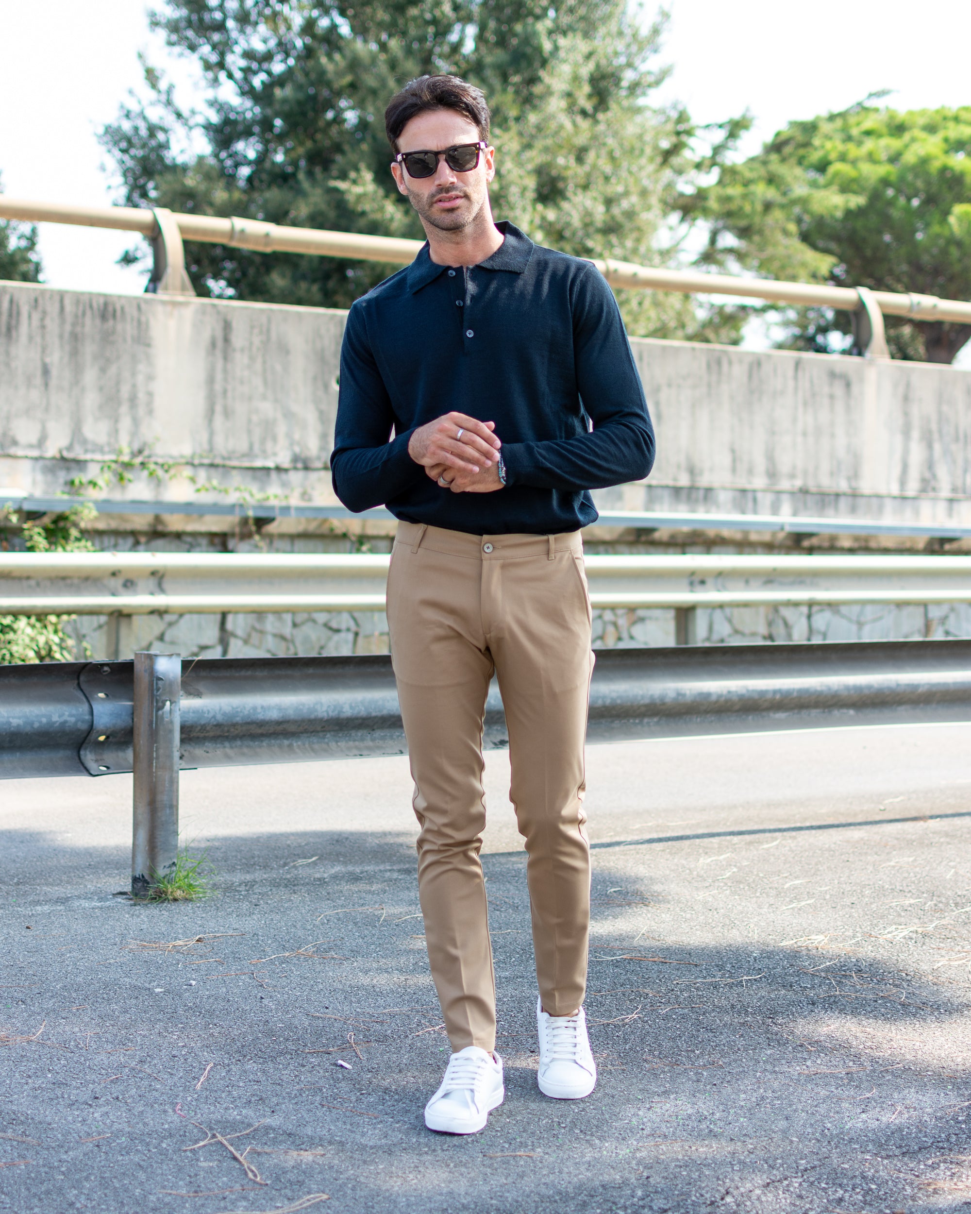Milano - Pantalone Sartoriale Slim Fit Elasticizzato Cammello