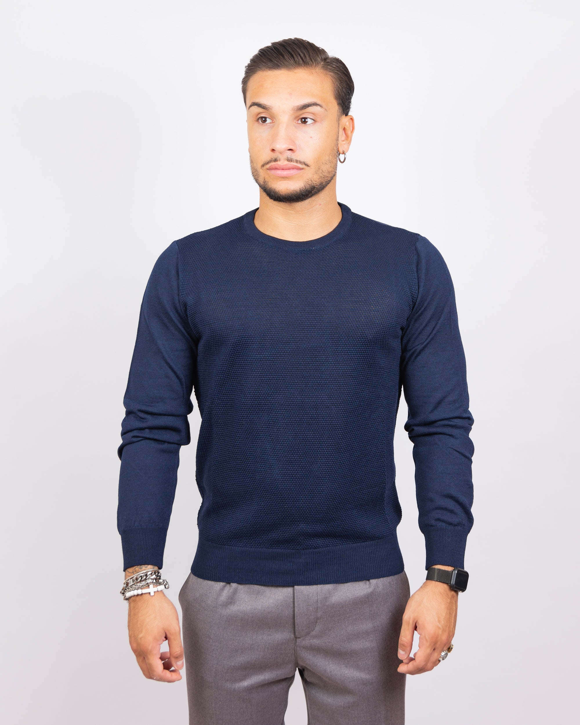 Lionel - Maglioncino in Lana Merino Blu