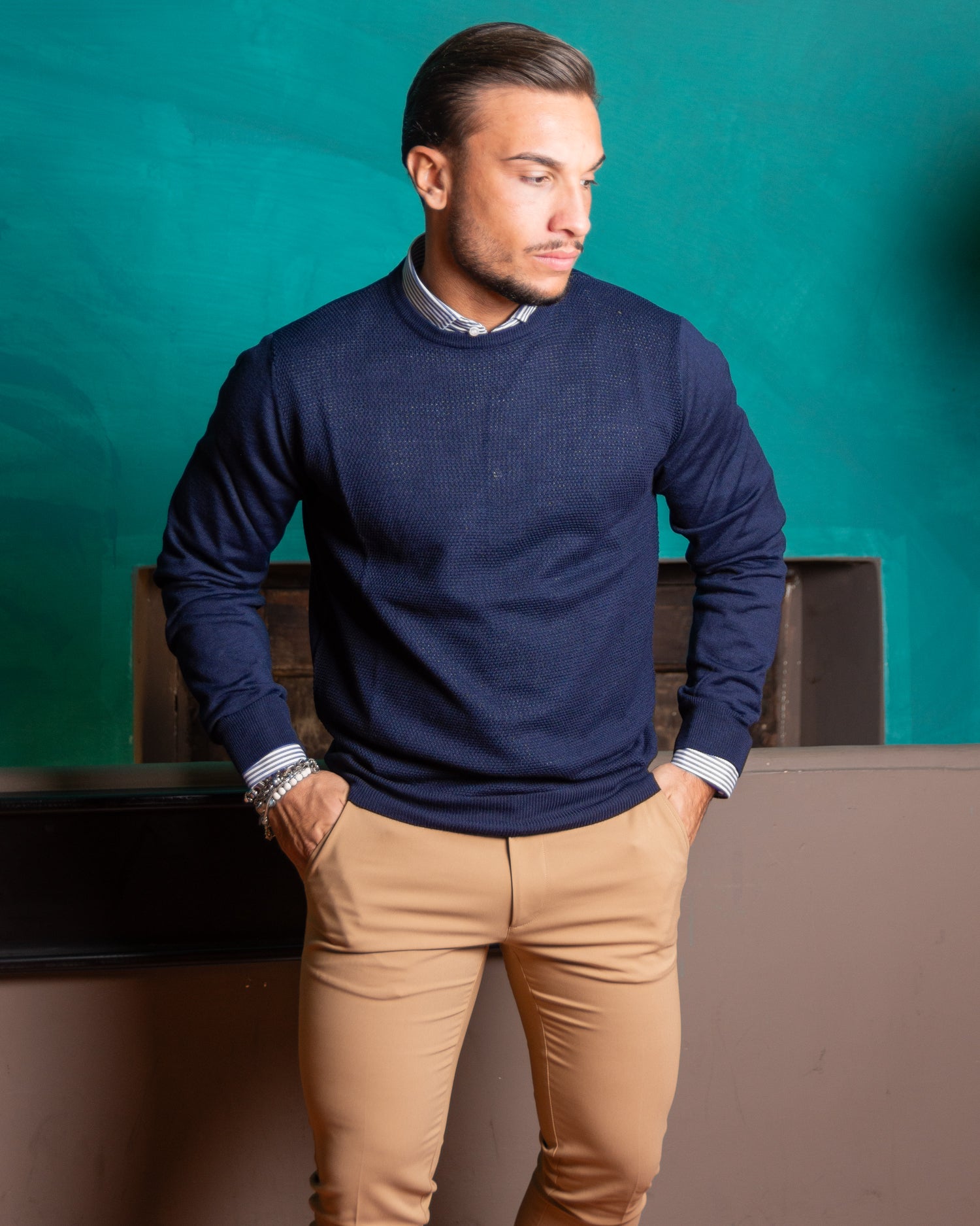 Lionel - Maglioncino in Lana Merino Blu