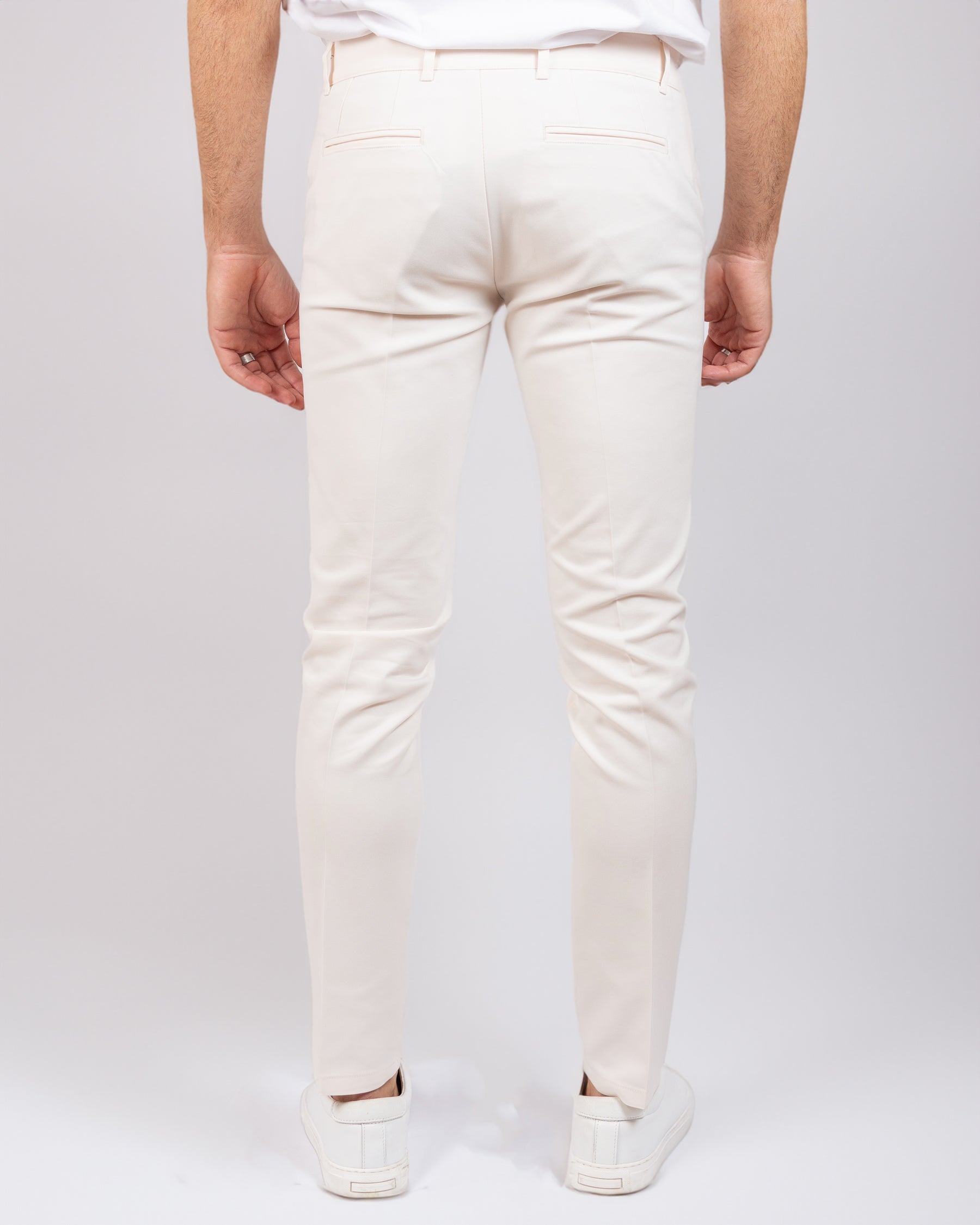 Milano - Pantalone Sartoriale Slim Fit Elasticizzato Panna