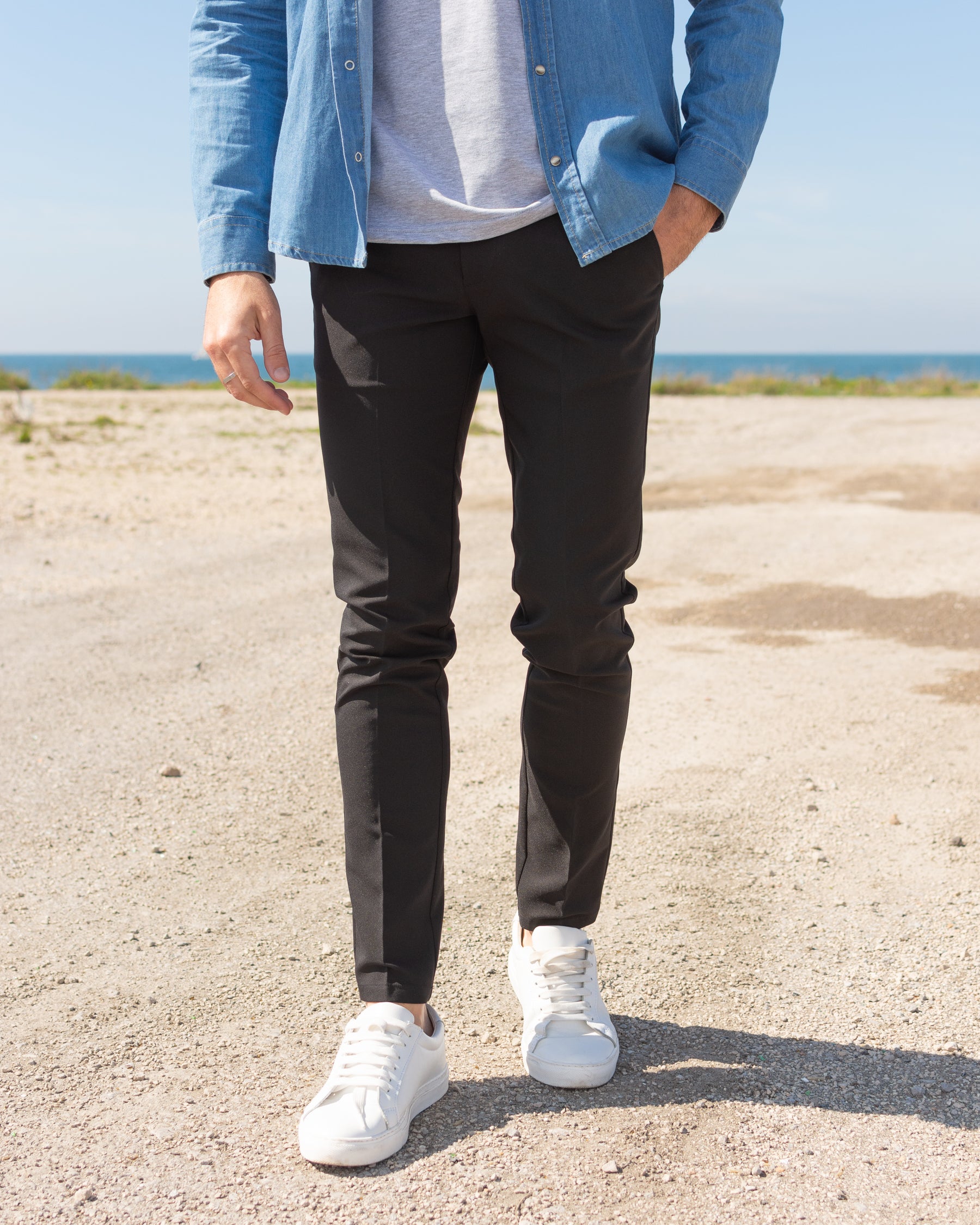 Milano - Pantalone Sartoriale Slim Fit Elasticizzato Nero