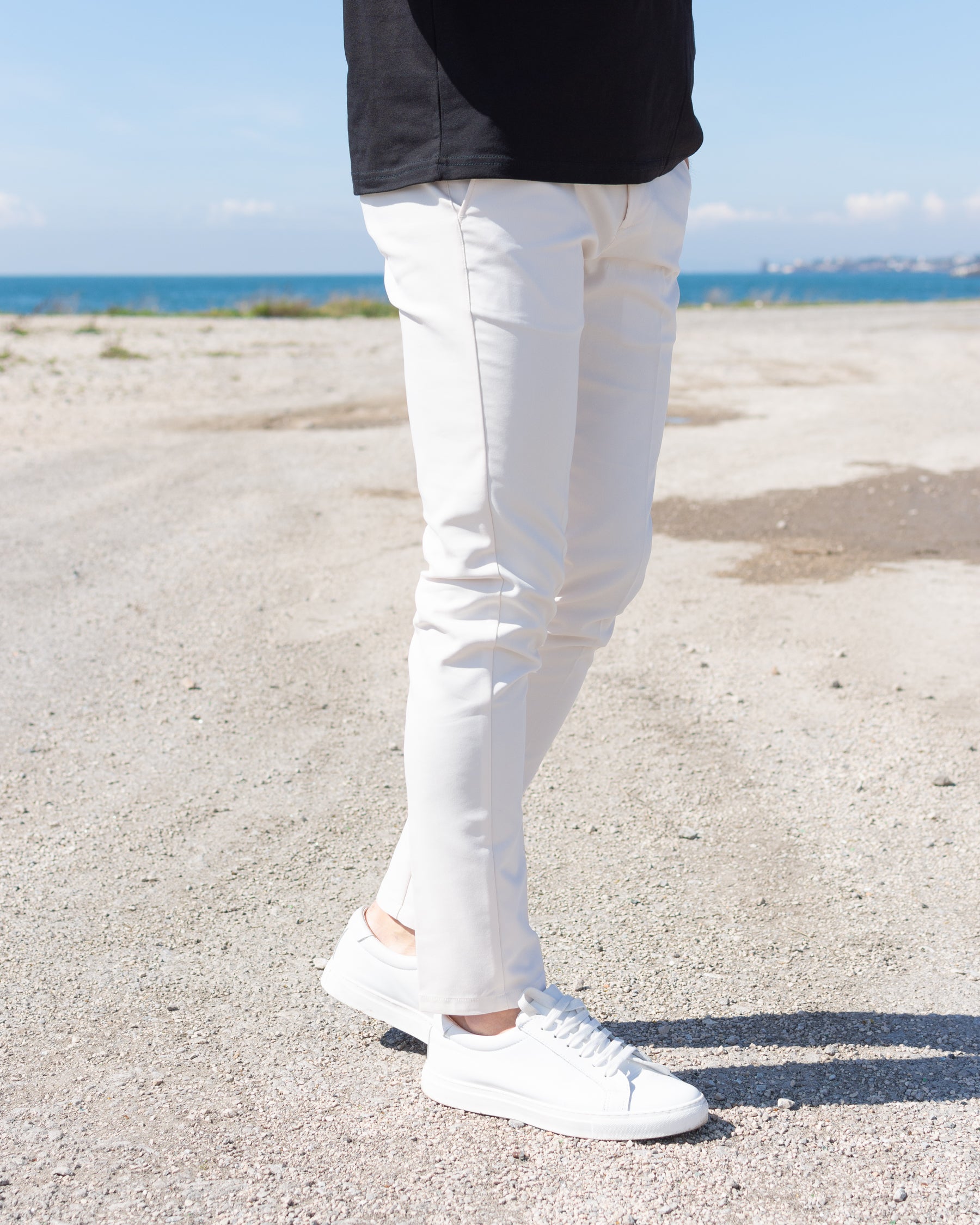 Milano - Pantalone Sartoriale Slim Fit Elasticizzato Panna
