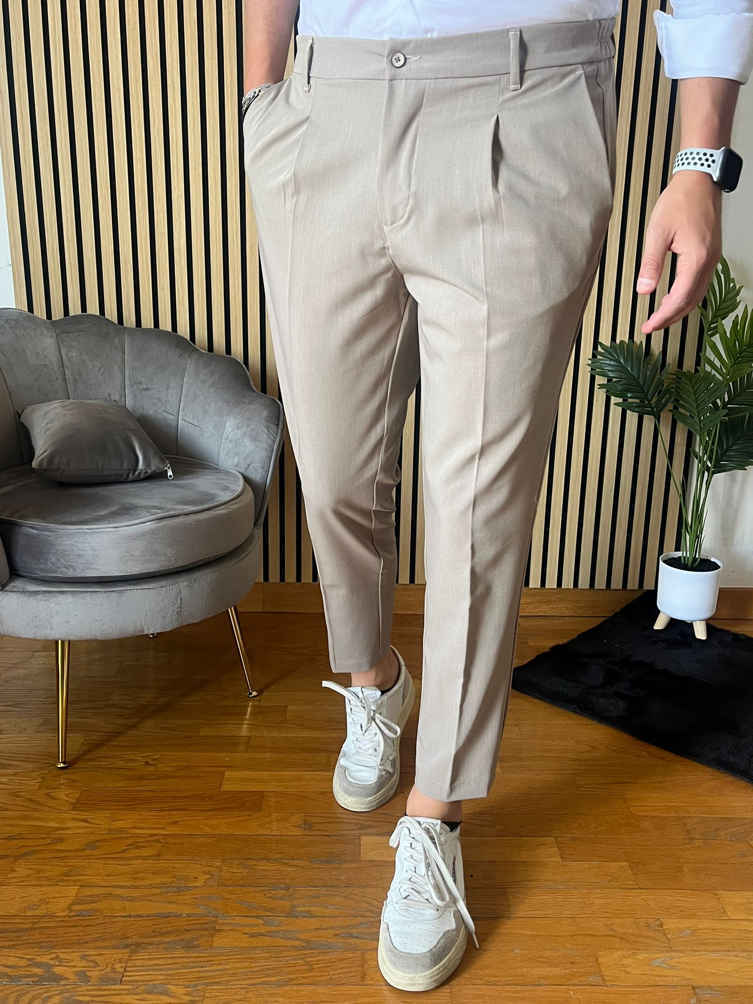 Firenze - Pantalone Sartoriale con vita elastica Fango