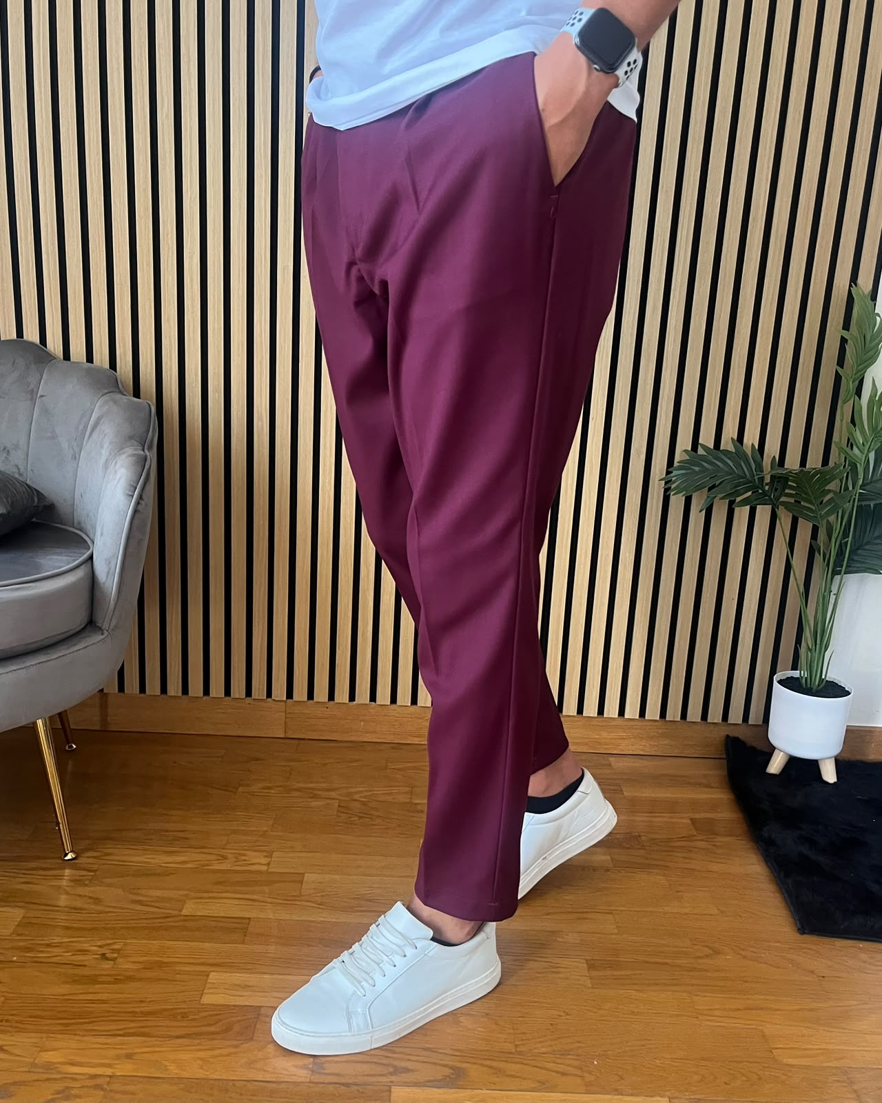 Firenze - Pantalone Sartoriale con vita elastica Prugna