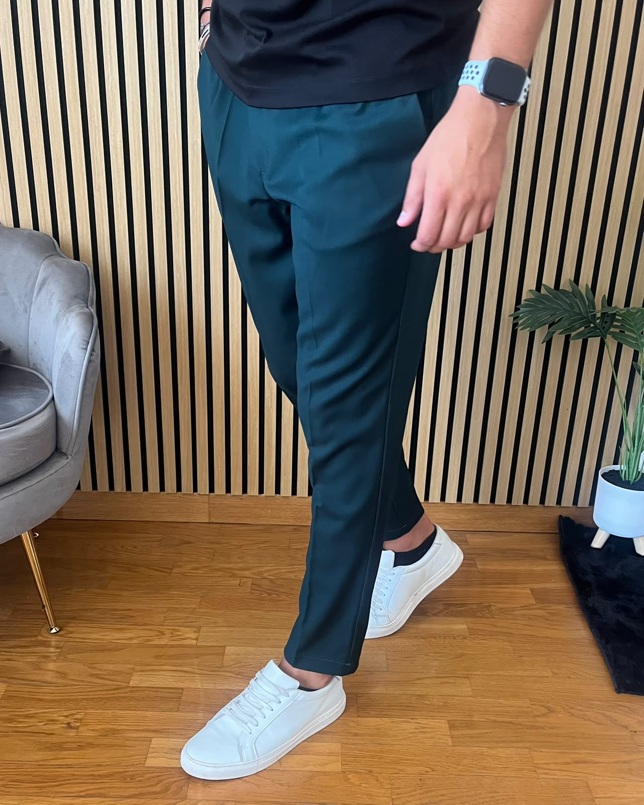 Firenze - Pantalone Sartoriale con vita elastica Verde Scuro