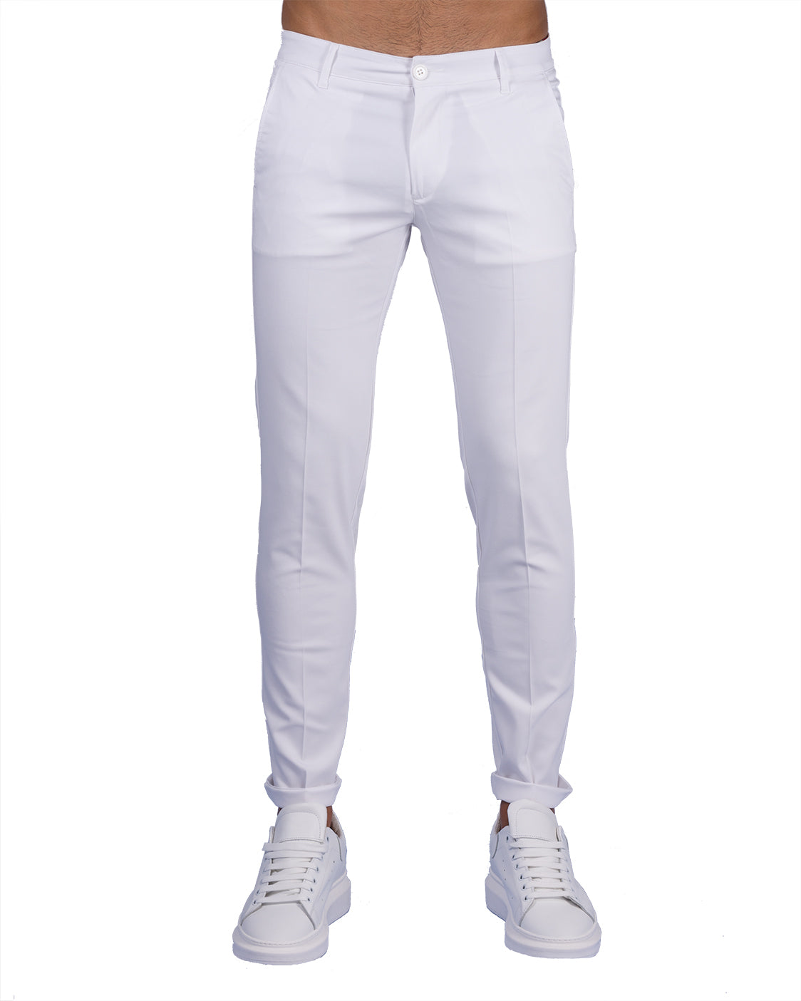 Milano - Pantalone Sartoriale Slim Fit Elasticizzato Bianco