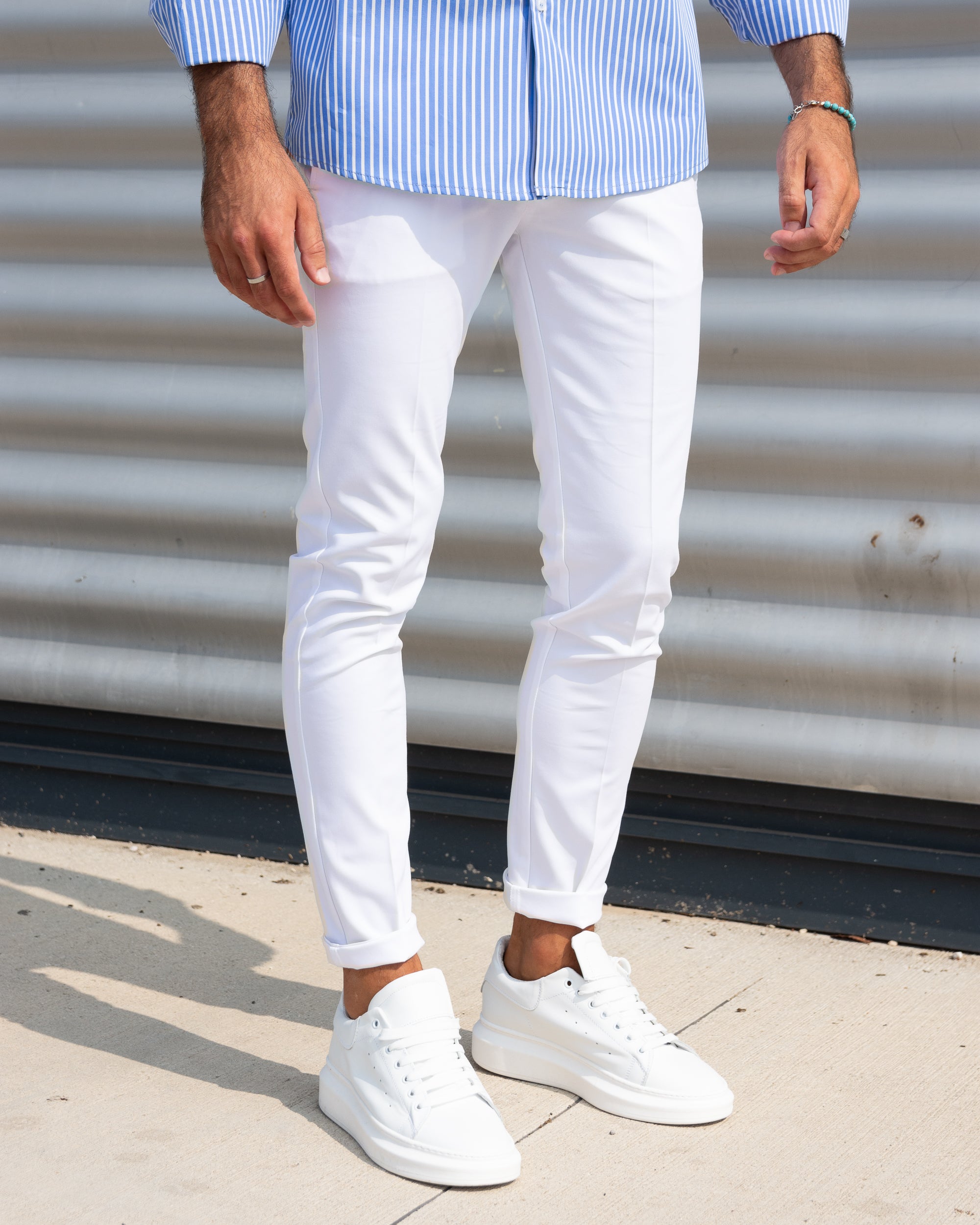 Milano - Pantalone Sartoriale Slim Fit Elasticizzato Bianco