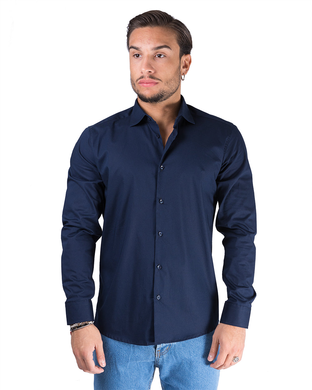 Frida - Camicia Sartoriale in Cotone Blu