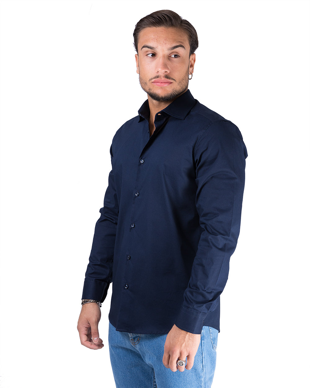 Frida - Camicia Sartoriale in Cotone Blu