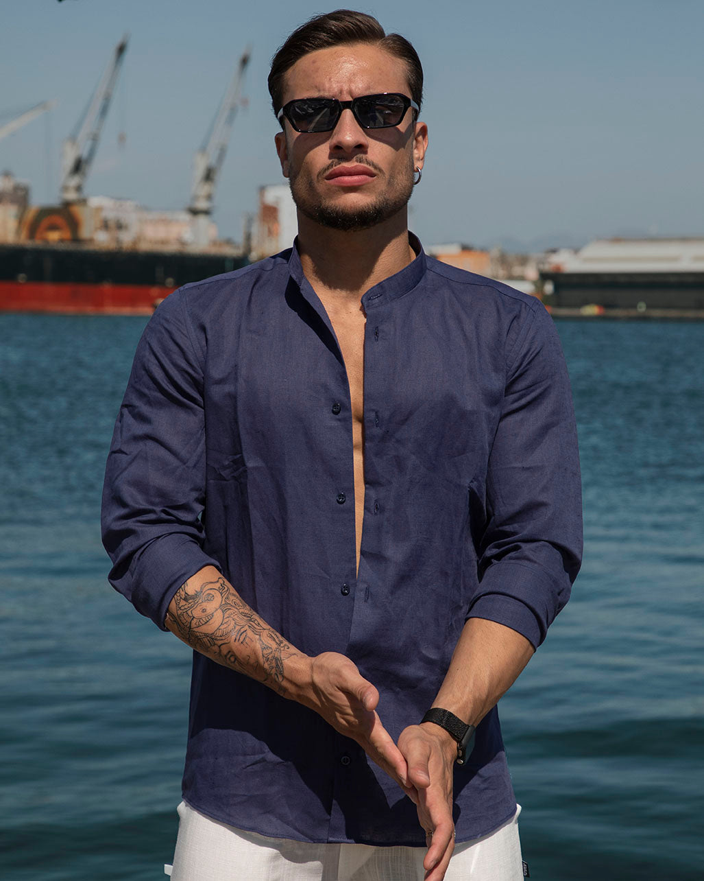 Amalfi - Camicia in lino Blu