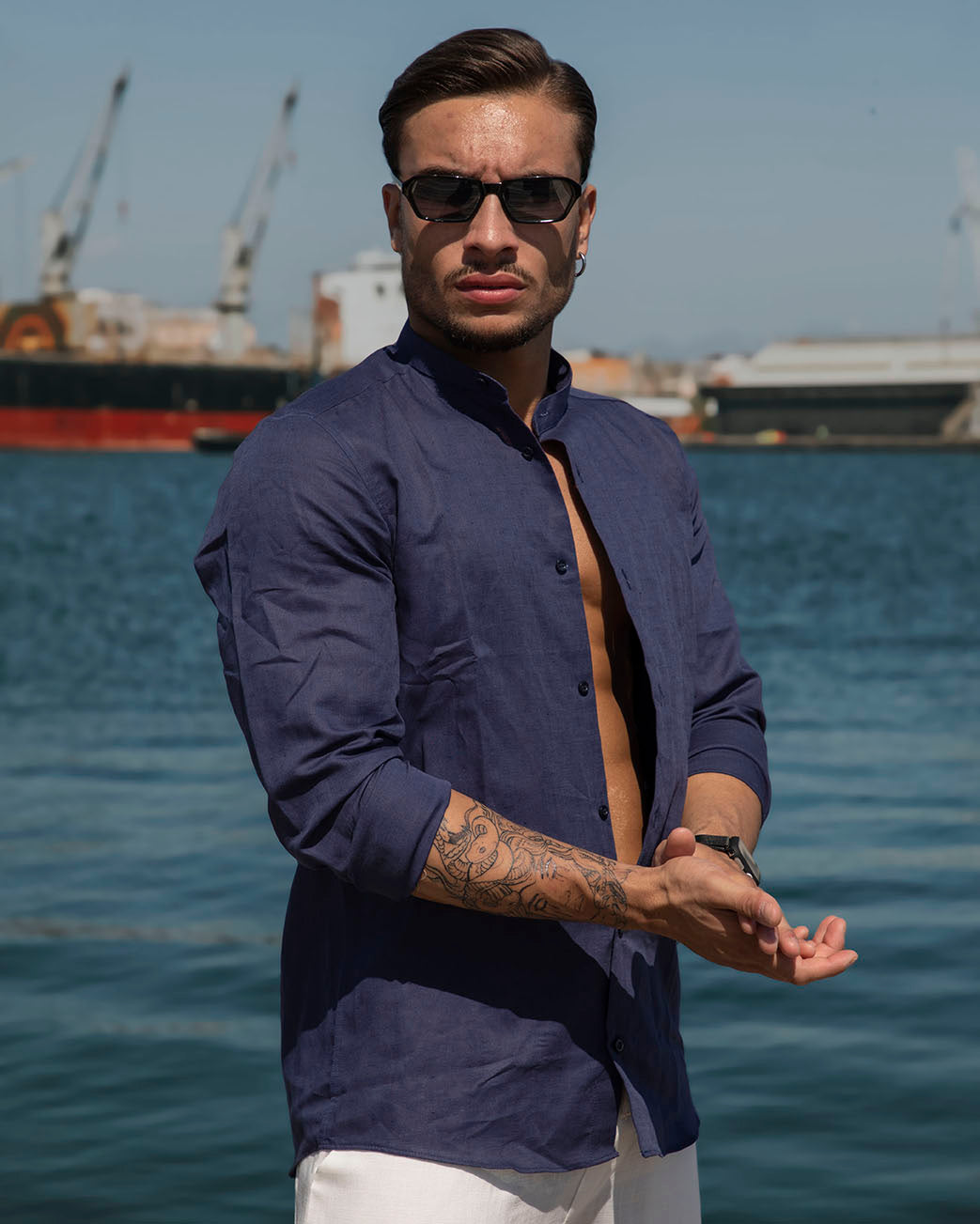 Amalfi - Camicia in lino Blu