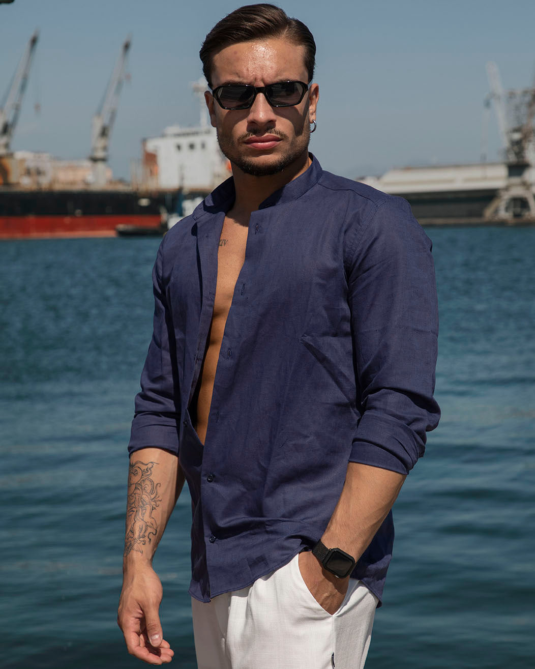 Amalfi - Camicia in lino Blu