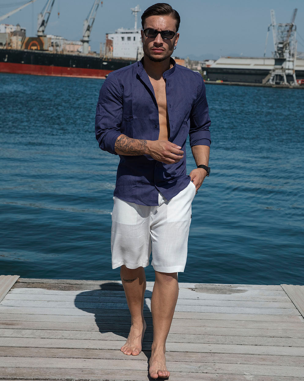 Amalfi - Camicia in lino Blu