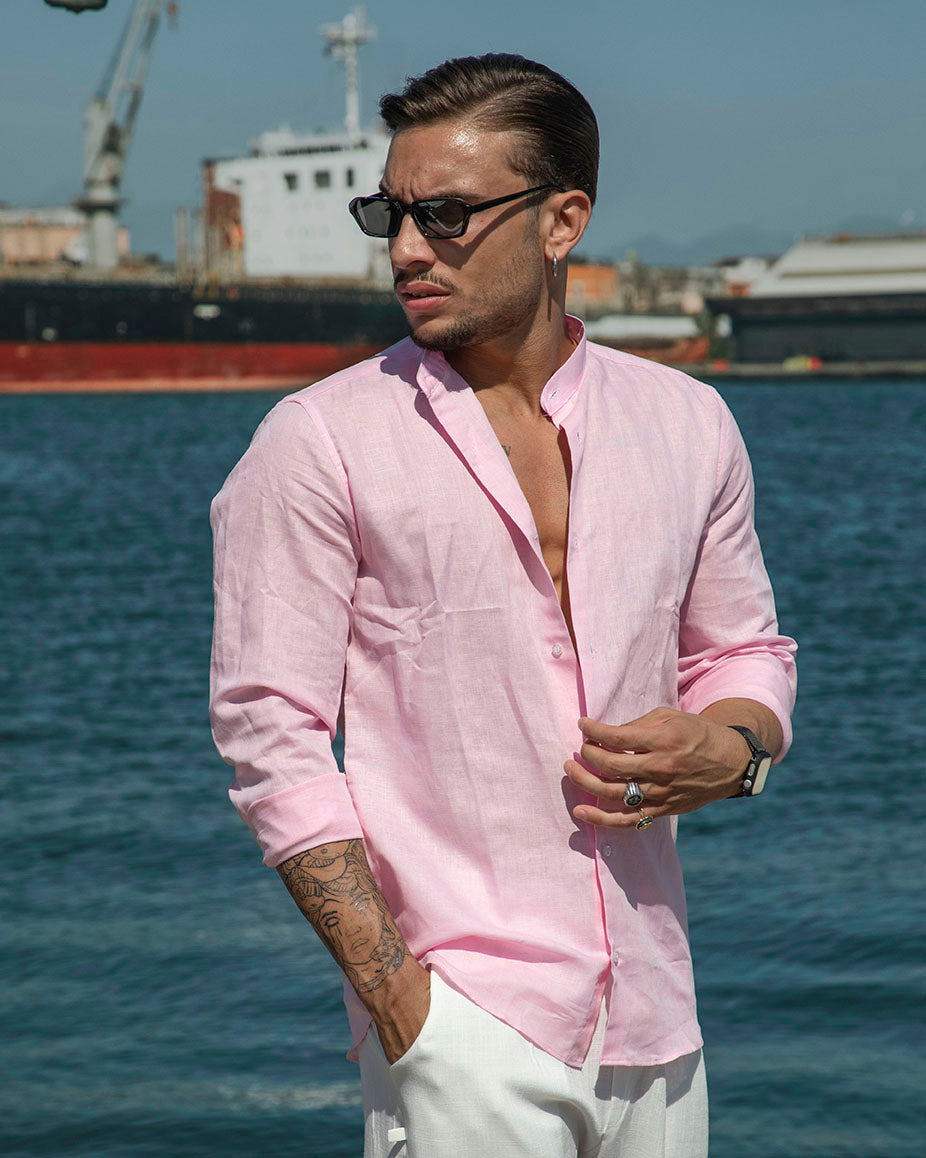 Amalfi - Camicia in lino Rosa