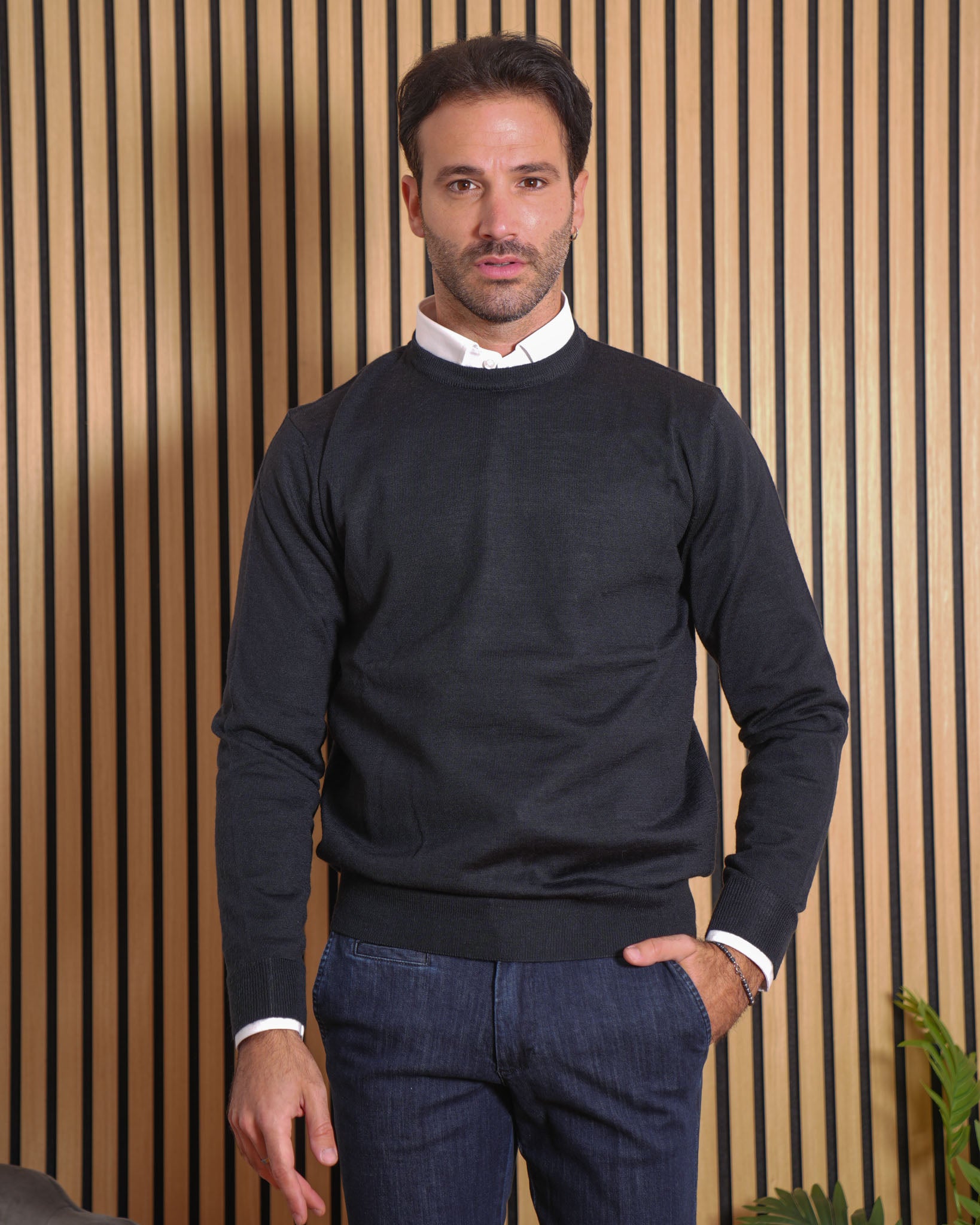 Lionel - Pullover in Lana Merino Blu