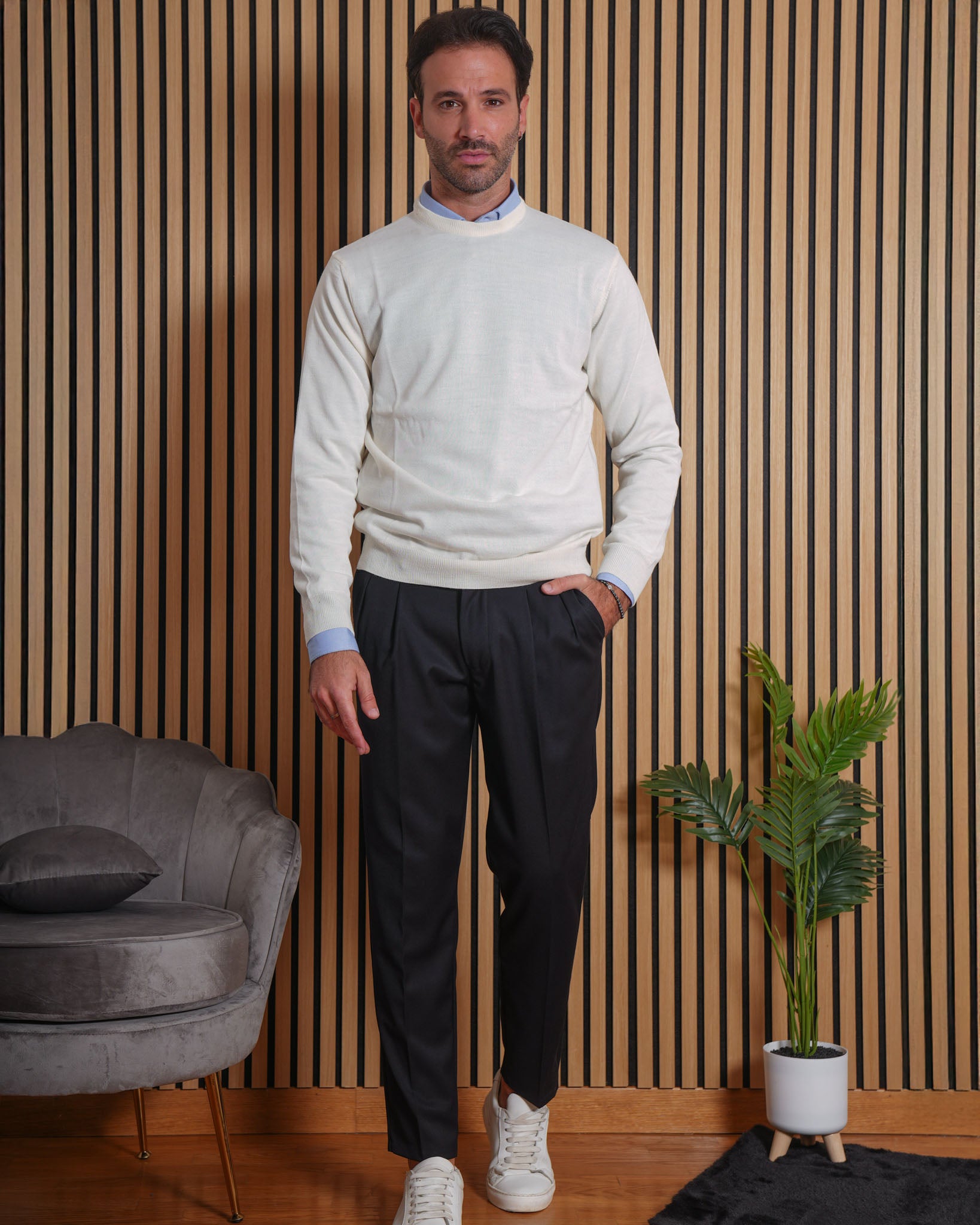 Parma - Pantalone Regular Doppia Pinces Blu