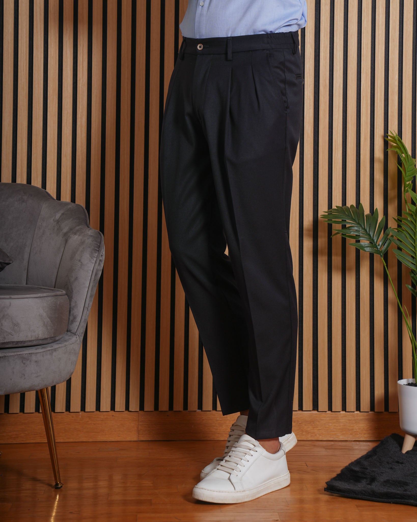 Parma - Pantalone Regular Doppia Pinces Blu