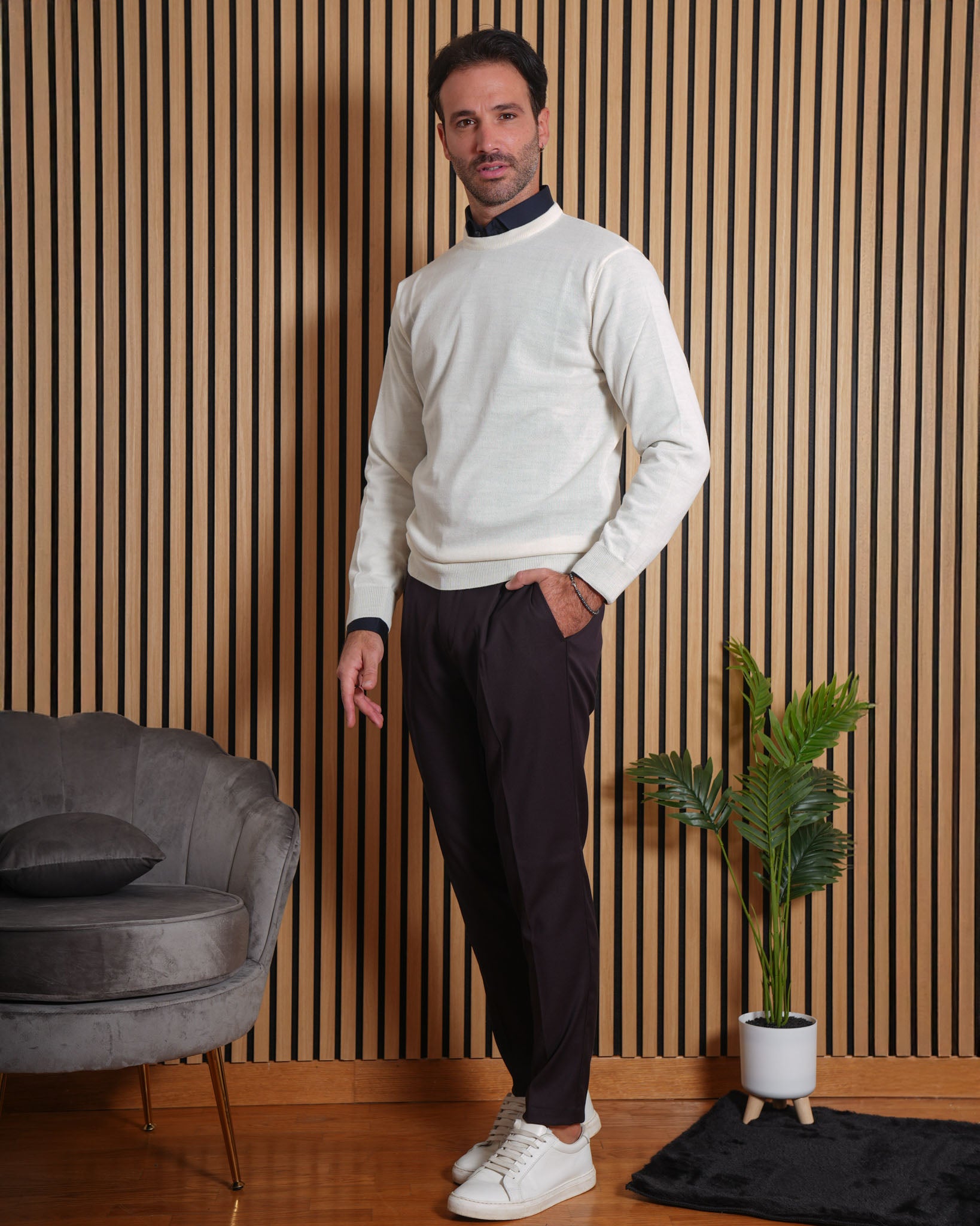 Lionel - Pullover in Lana Merino Panna