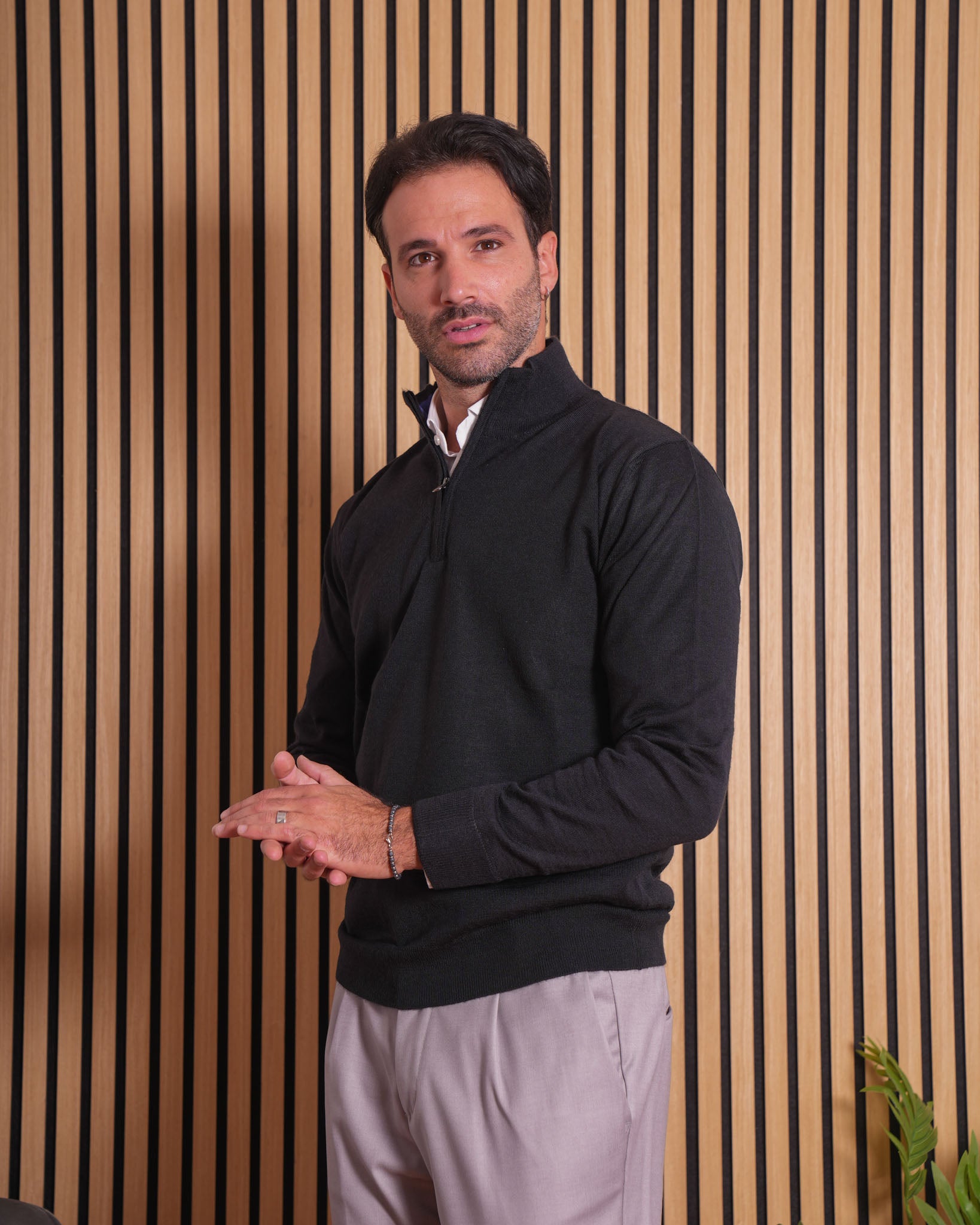 Marcus - Pullover con Zip Blu Scuro