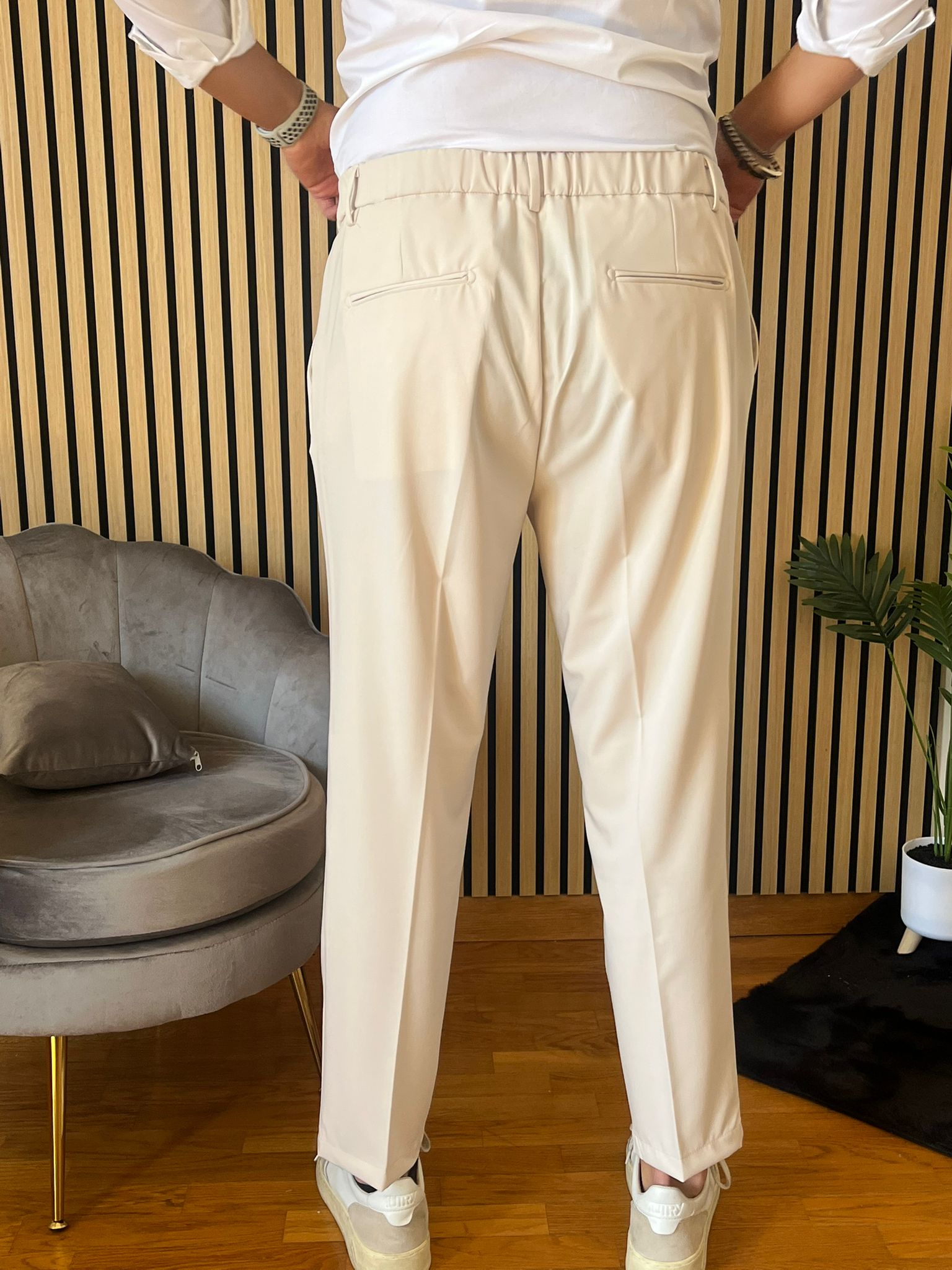 Firenze - Pantalone Sartoriale con vita elastica Beige