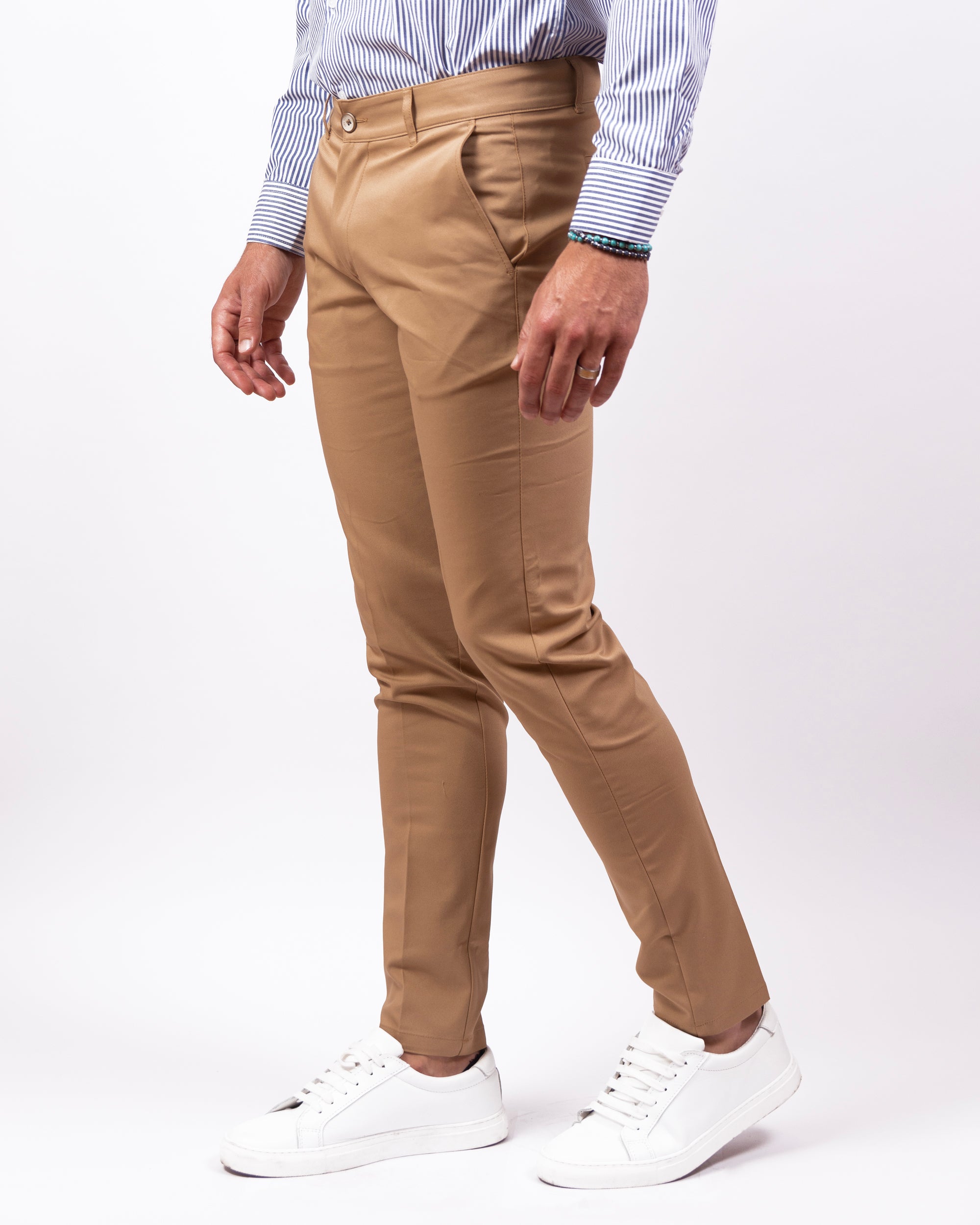 Milano - Pantalone Sartoriale Slim Fit Elasticizzato Cammello