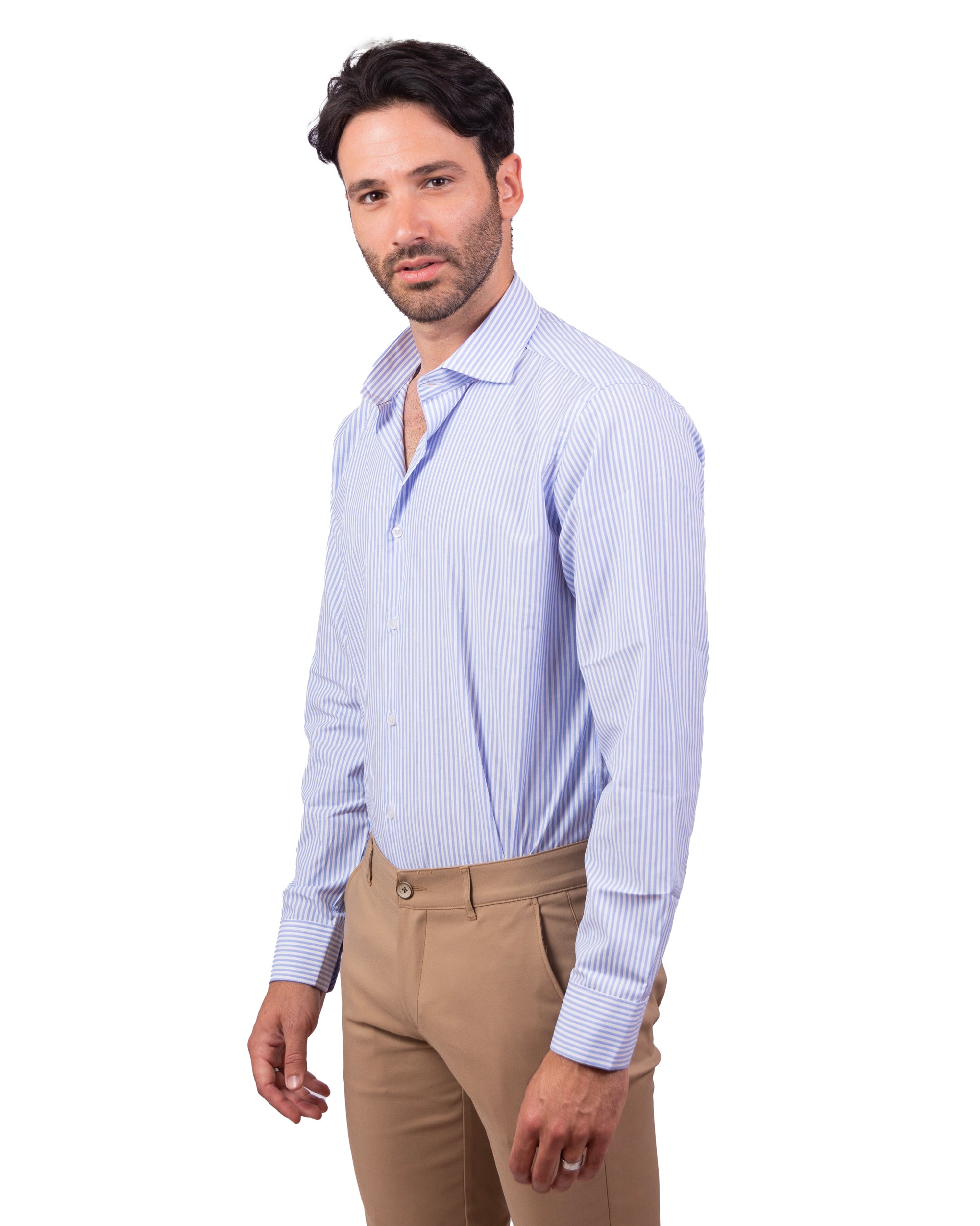 Montecarlo - Camicia a righe azzurre in Cotone