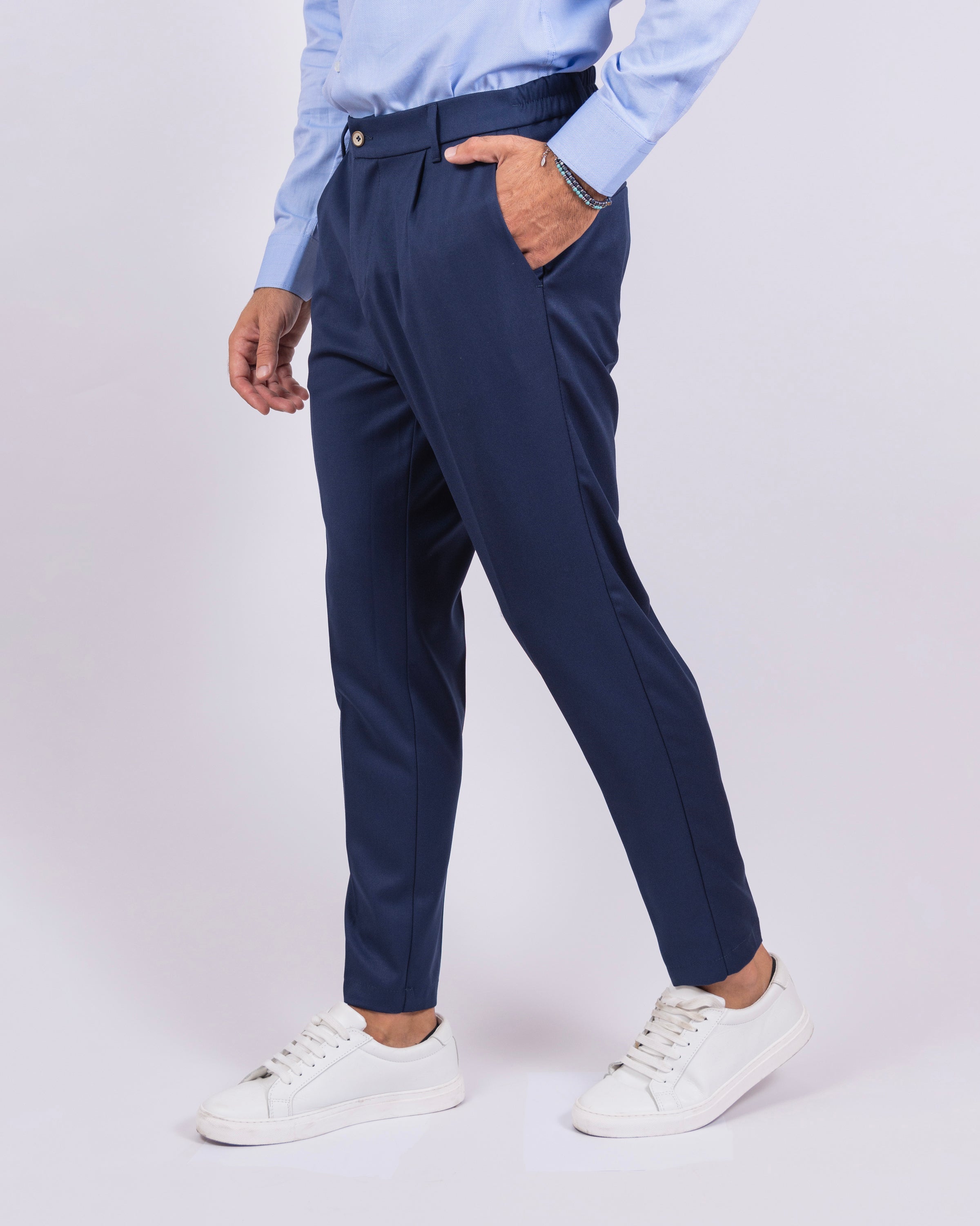 Firenze - Pantalone Sartoriale con vita elastica Blu