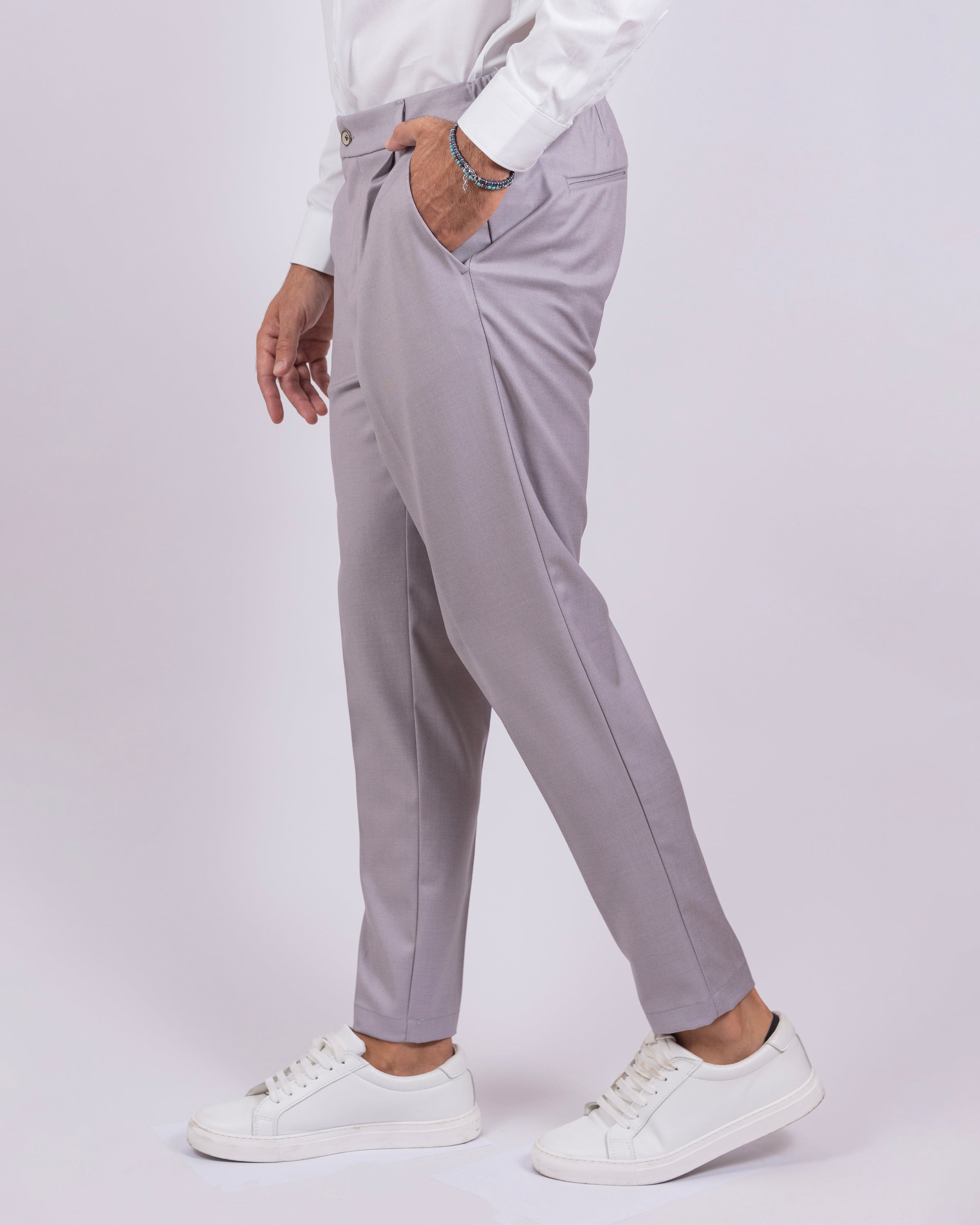 Firenze - Pantalone sartoriale con vita elastica Grigio Chiaro