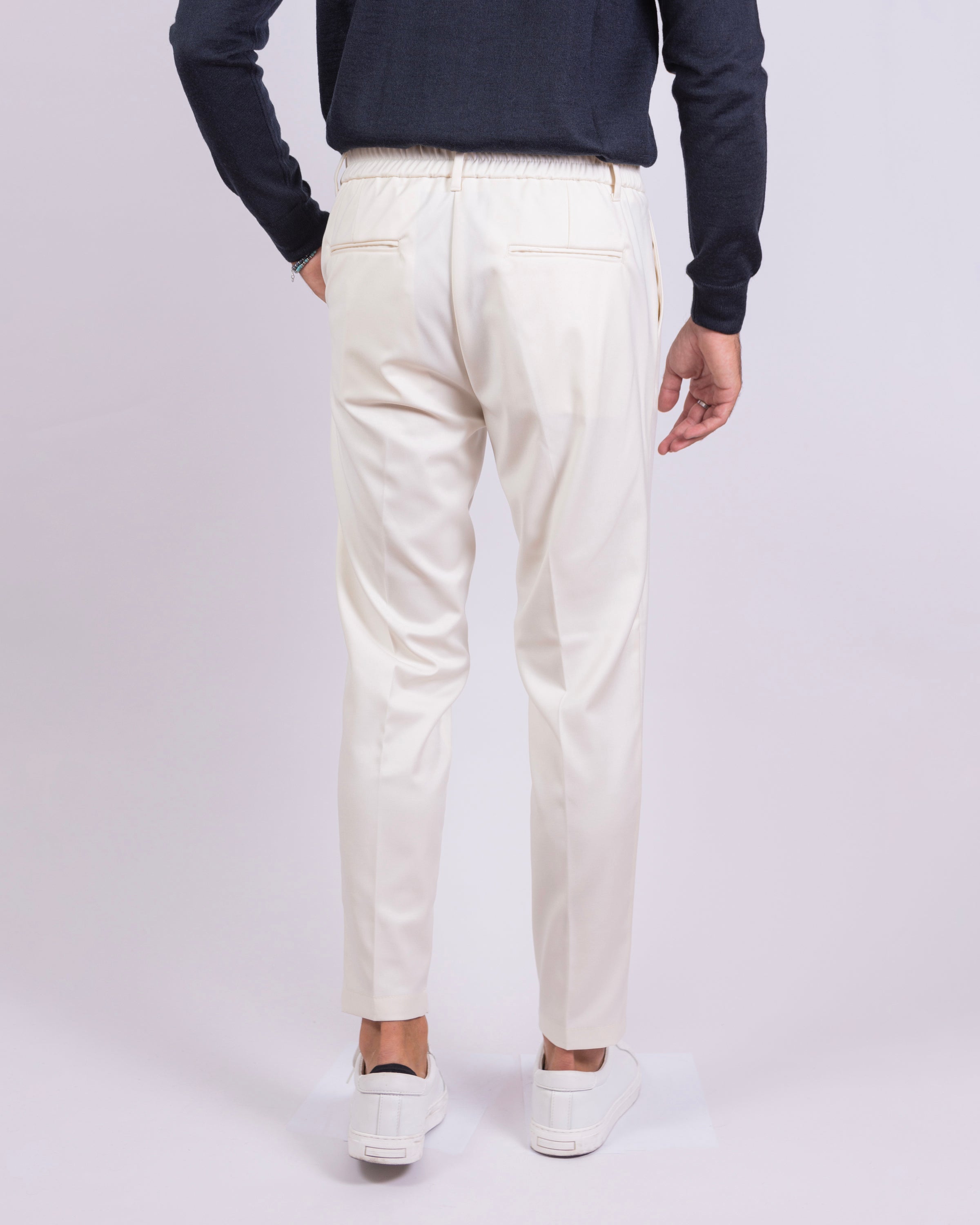 Firenze - Pantalone sartoriale con vita elastica Panna