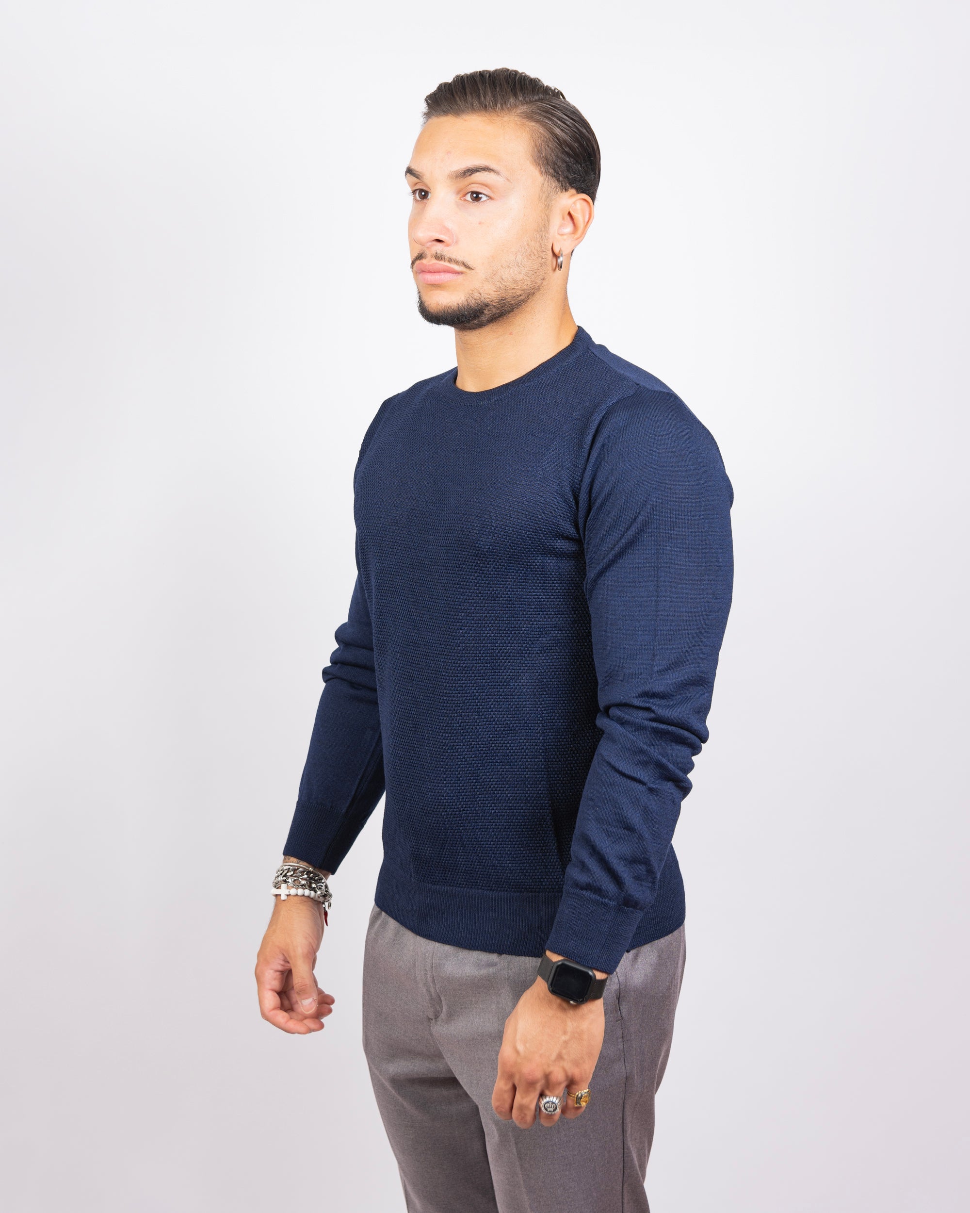 Lionel - Maglioncino in Lana Merino Blu