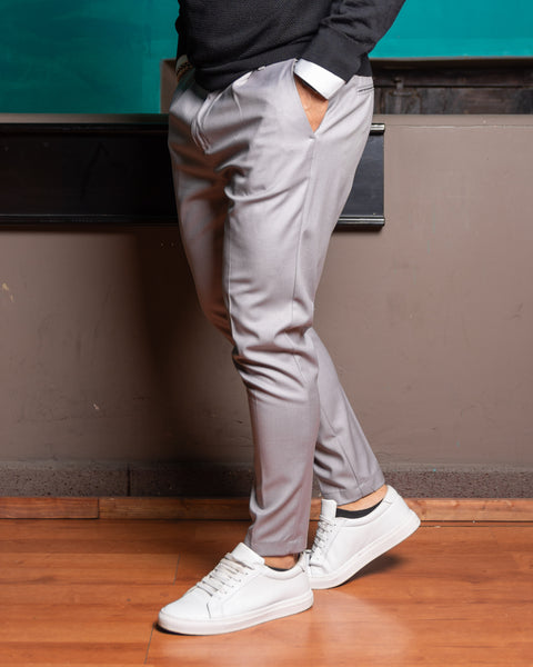 Firenze - Pantalone sartoriale con vita elastica Grigio Chiaro