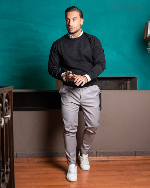 Firenze - Pantalone sartoriale con vita elastica Grigio Chiaro