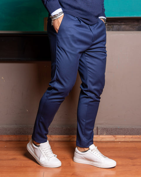 Firenze - Pantalone Sartoriale con vita elastica Blu