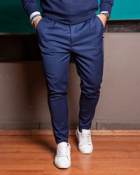 Firenze - Pantalone Sartoriale con vita elastica Blu