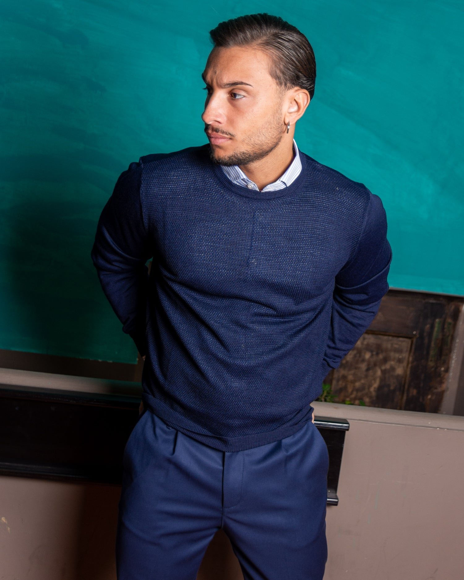 Lionel - Maglioncino in Lana Merino Blu
